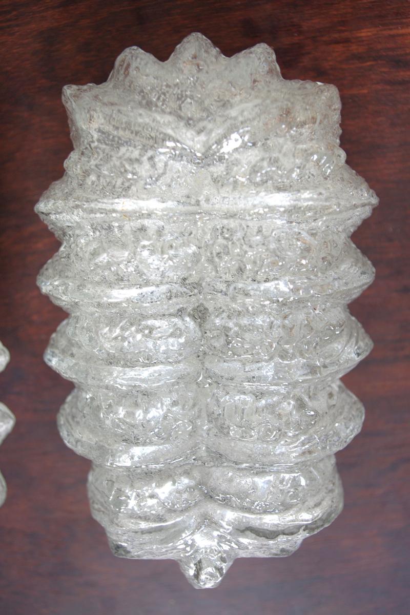 Austrian Pair of Lovely Textured Ice Glass Bubble Wall Lights Sconces, 1960s For Sale