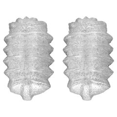 Pair of Lovely Textured Ice Glass Bubble Wall Lights Sconces, 1960s