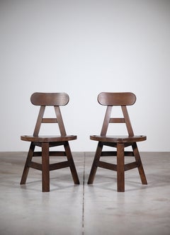A Pair of Low Chairs from French Mountains France 1970's