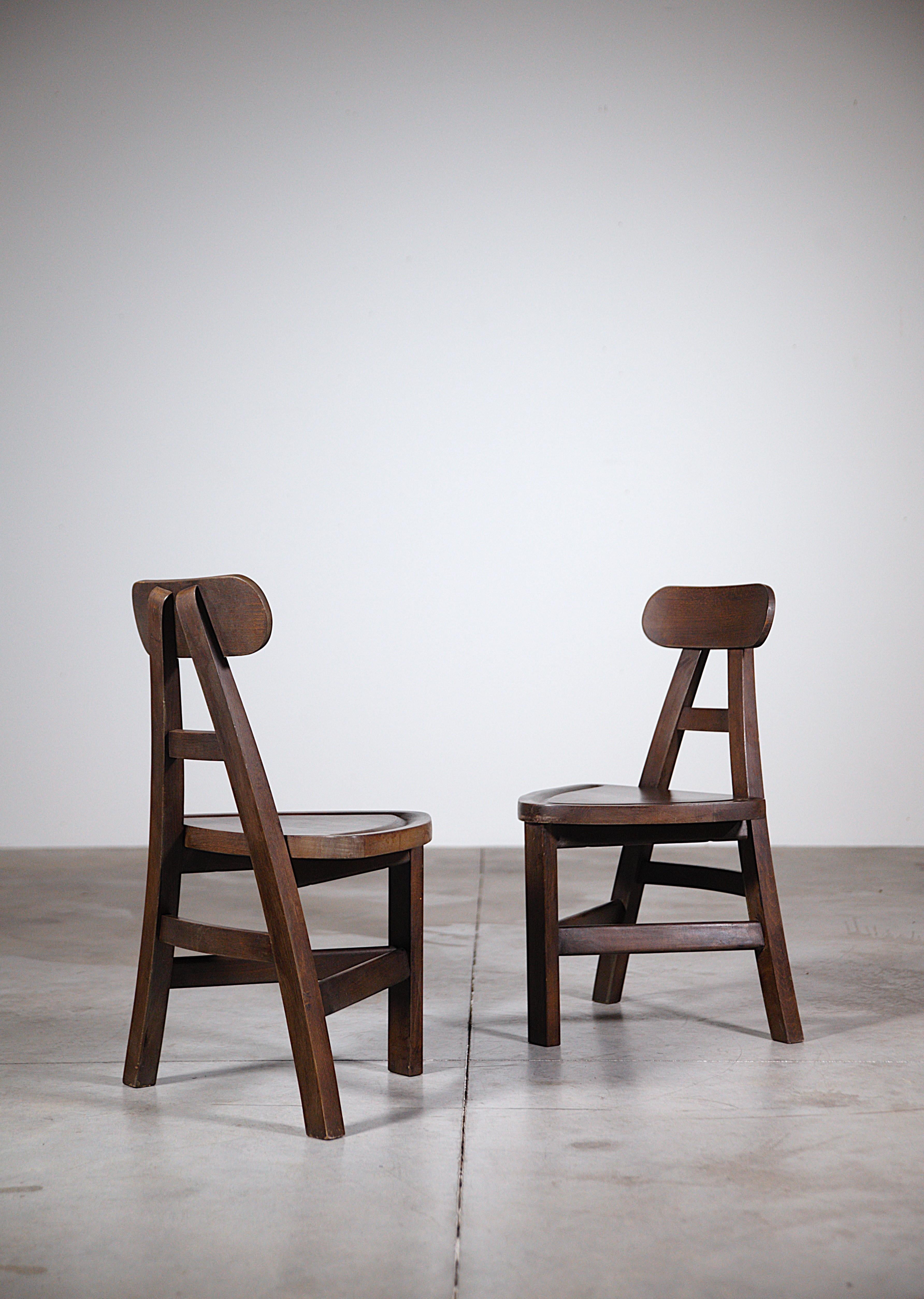 A Pair of Low Chairs from French Mountains France 1970's In Good Condition For Sale In HYÈRES, FR