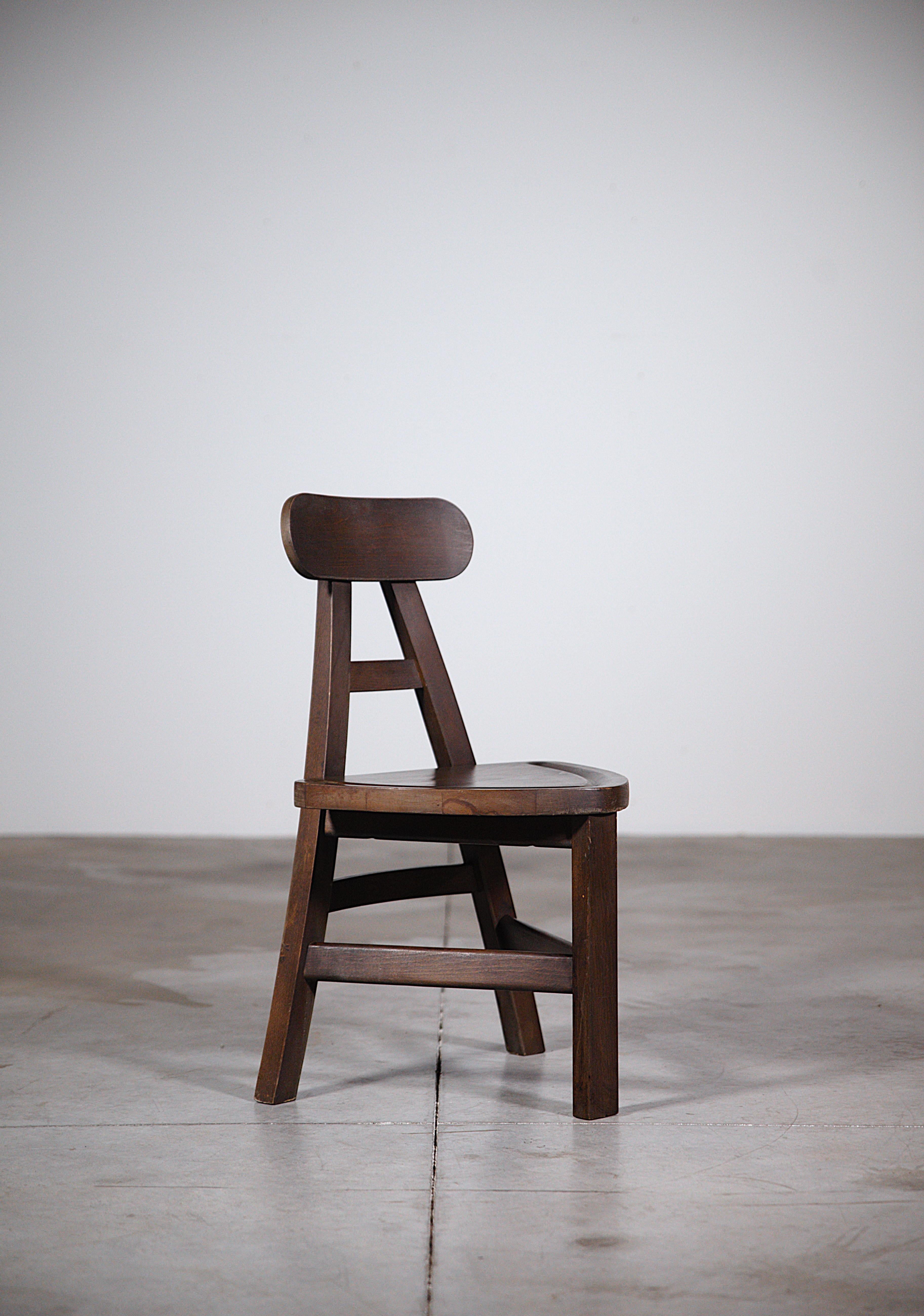 Wood A Pair of Low Chairs from French Mountains France 1970's For Sale