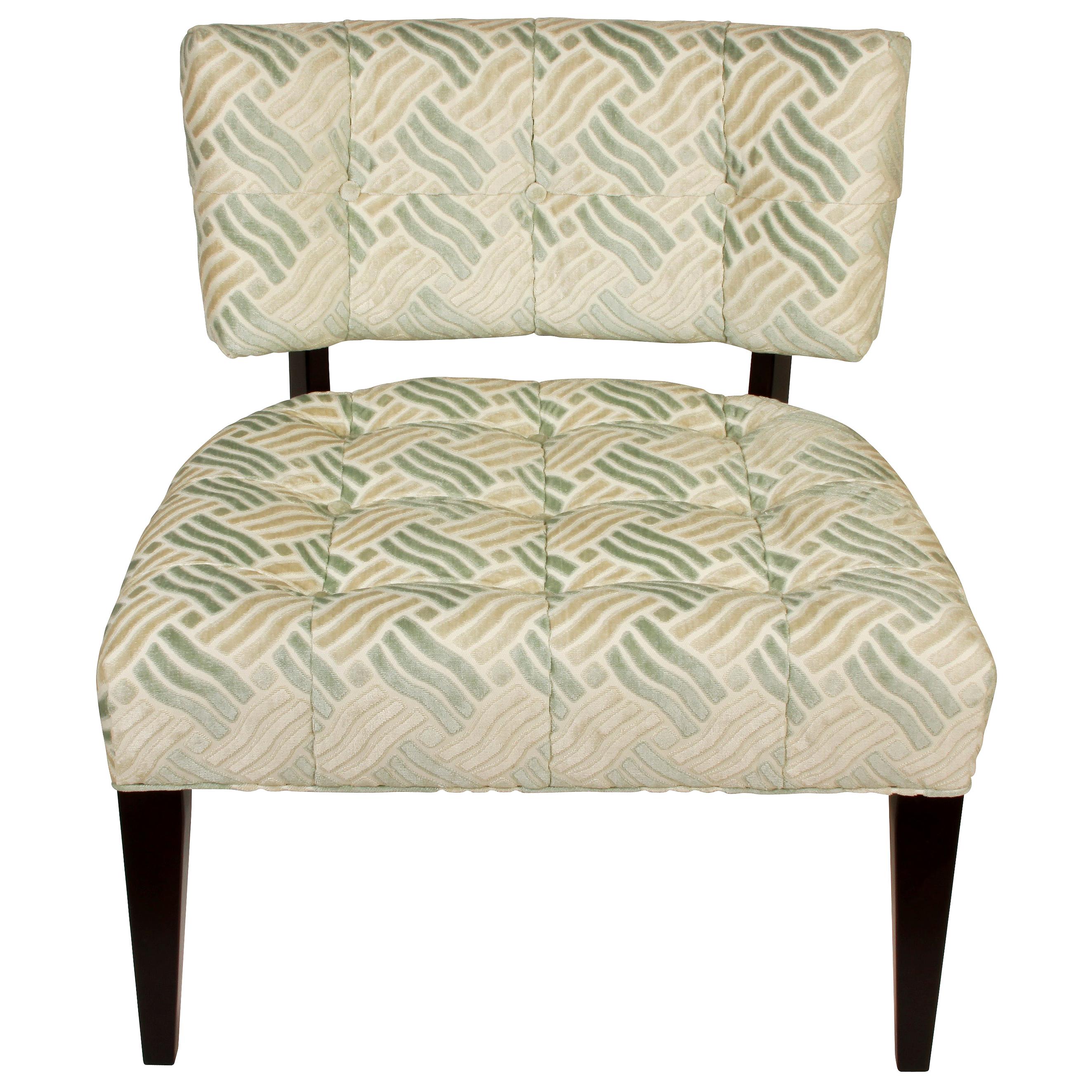 Pair of Low Mid-Century Modern Chairs in Fret Velvet Fabric