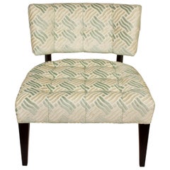 Used Pair of Low Mid-Century Modern Chairs in Fret Velvet Fabric