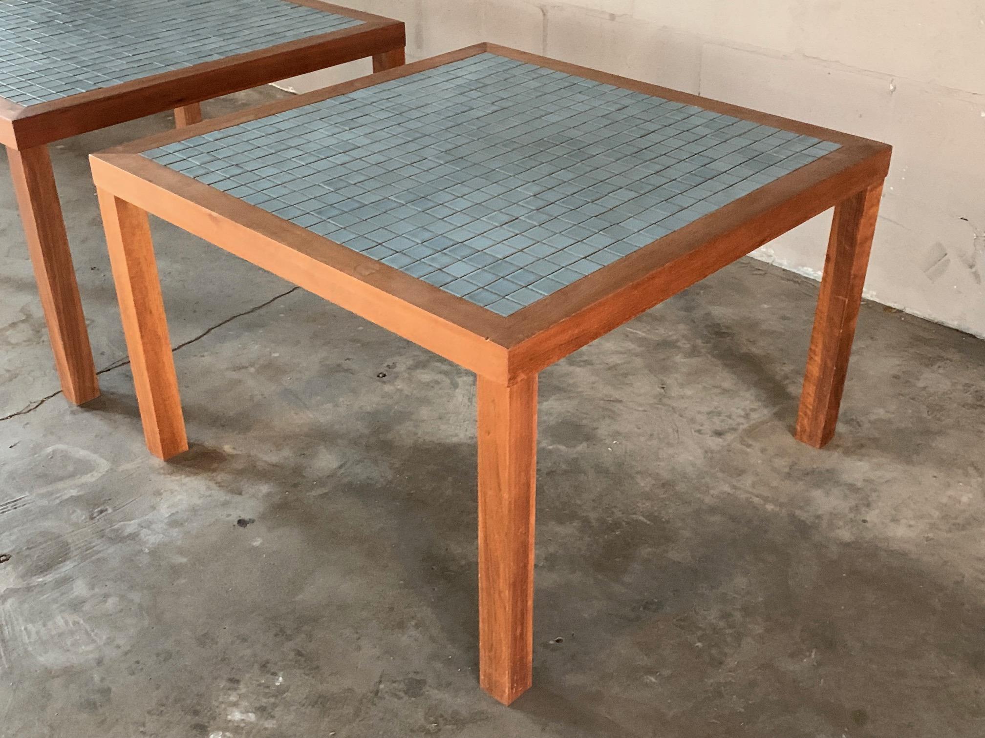 Mid-Century Modern Pair of Low Tile Tables by Martz