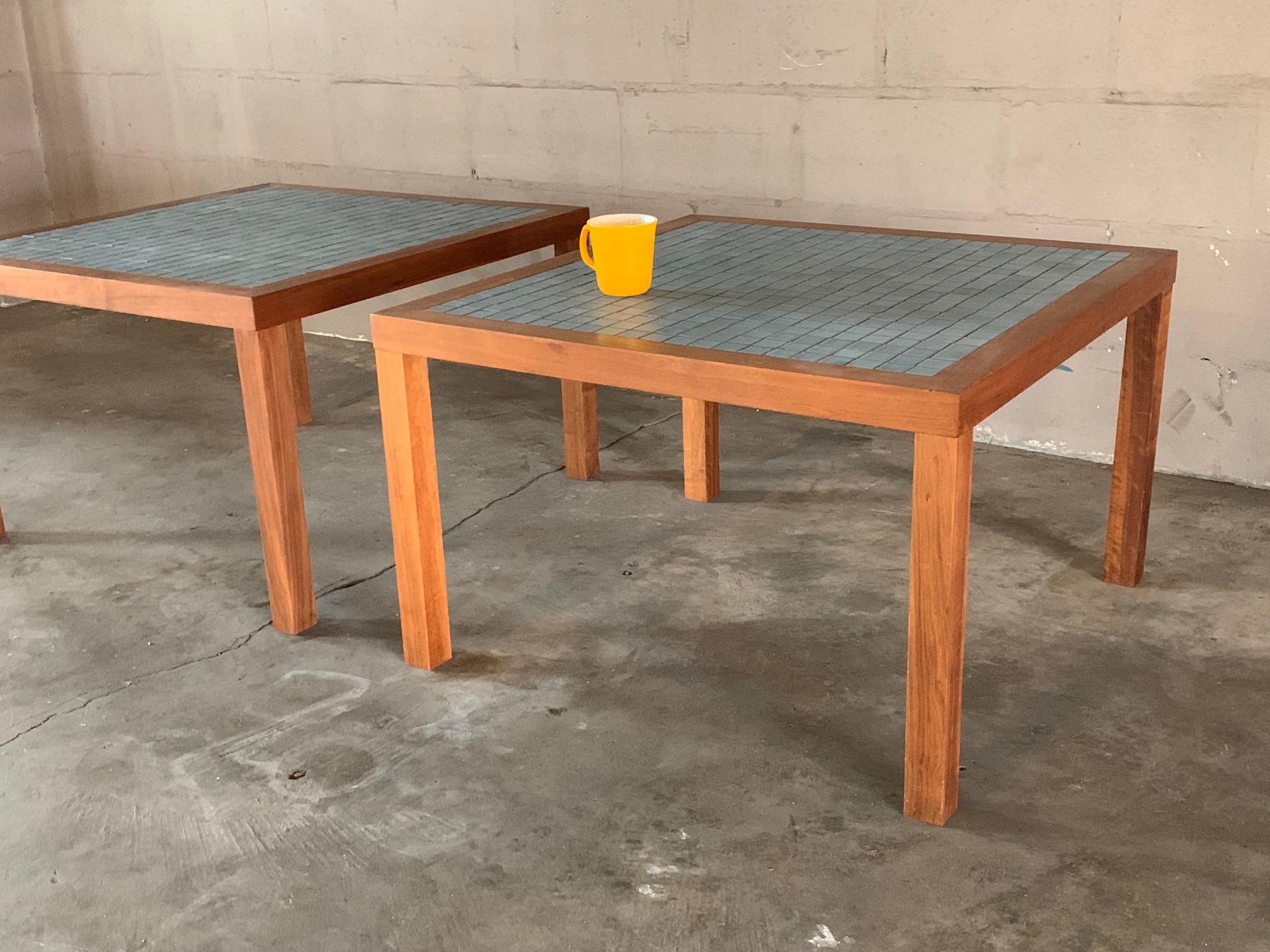 Mid-20th Century Pair of Low Tile Tables by Martz