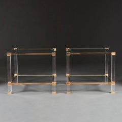 Pair of Lucite and Brass Side Tables