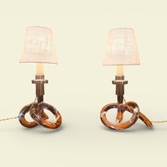 A Pair of Lucite "Bretzel" Lamps, attributed to Dorothy Thorpe