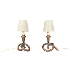 Pareja de lámparas "Bretzel" de Lucite, atribuidas a Dorothy Thorpe