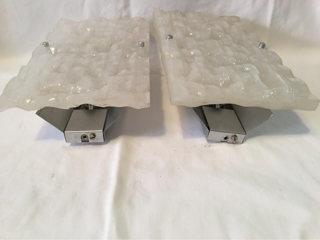 Mid-20th Century Pair of Lucite Ice Sconces from Italy, 1960s For Sale