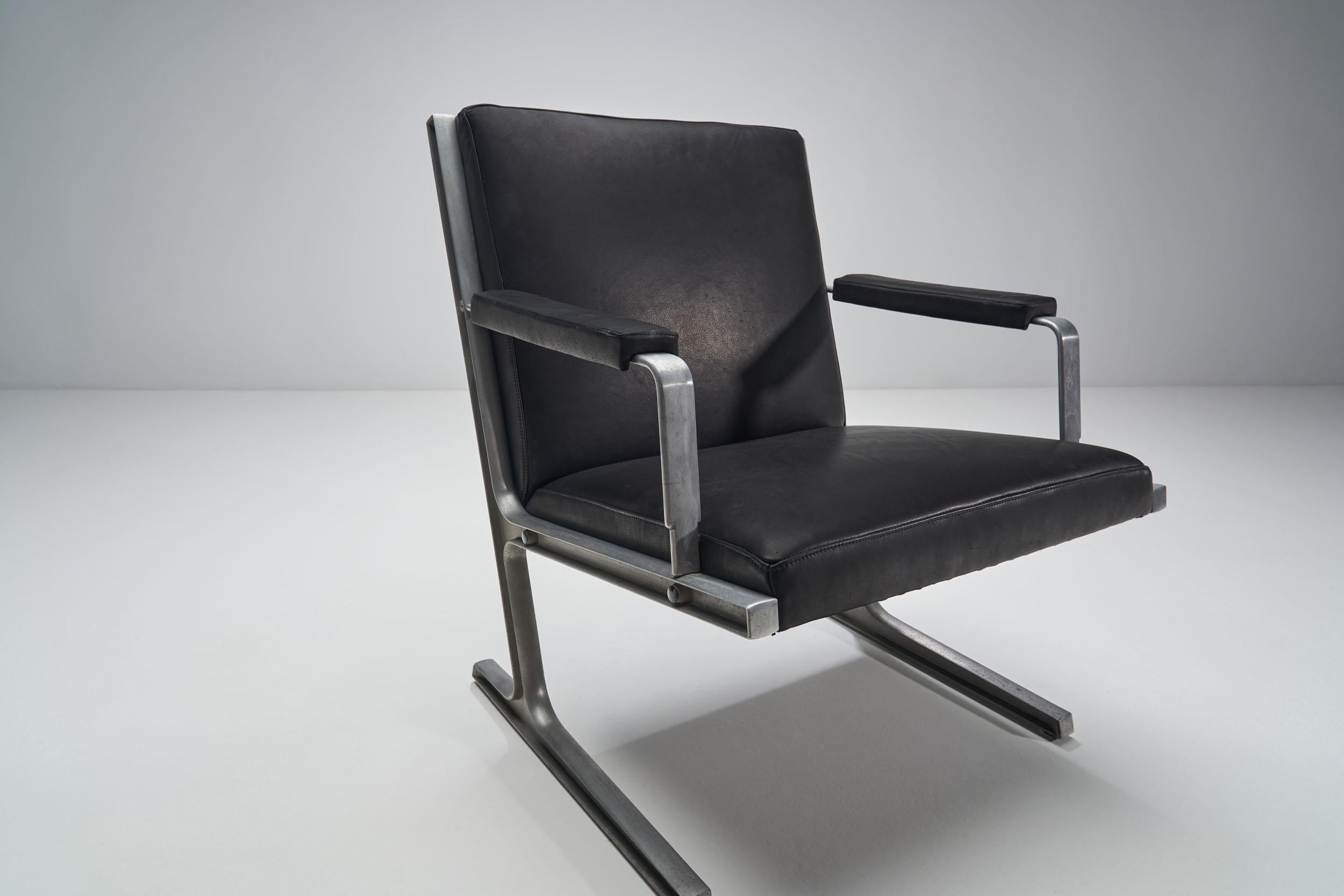 Métal Paire de chaises à étole Lufthavns de Ditte Heath et Adrian Heath, Danemark, 1969 en vente