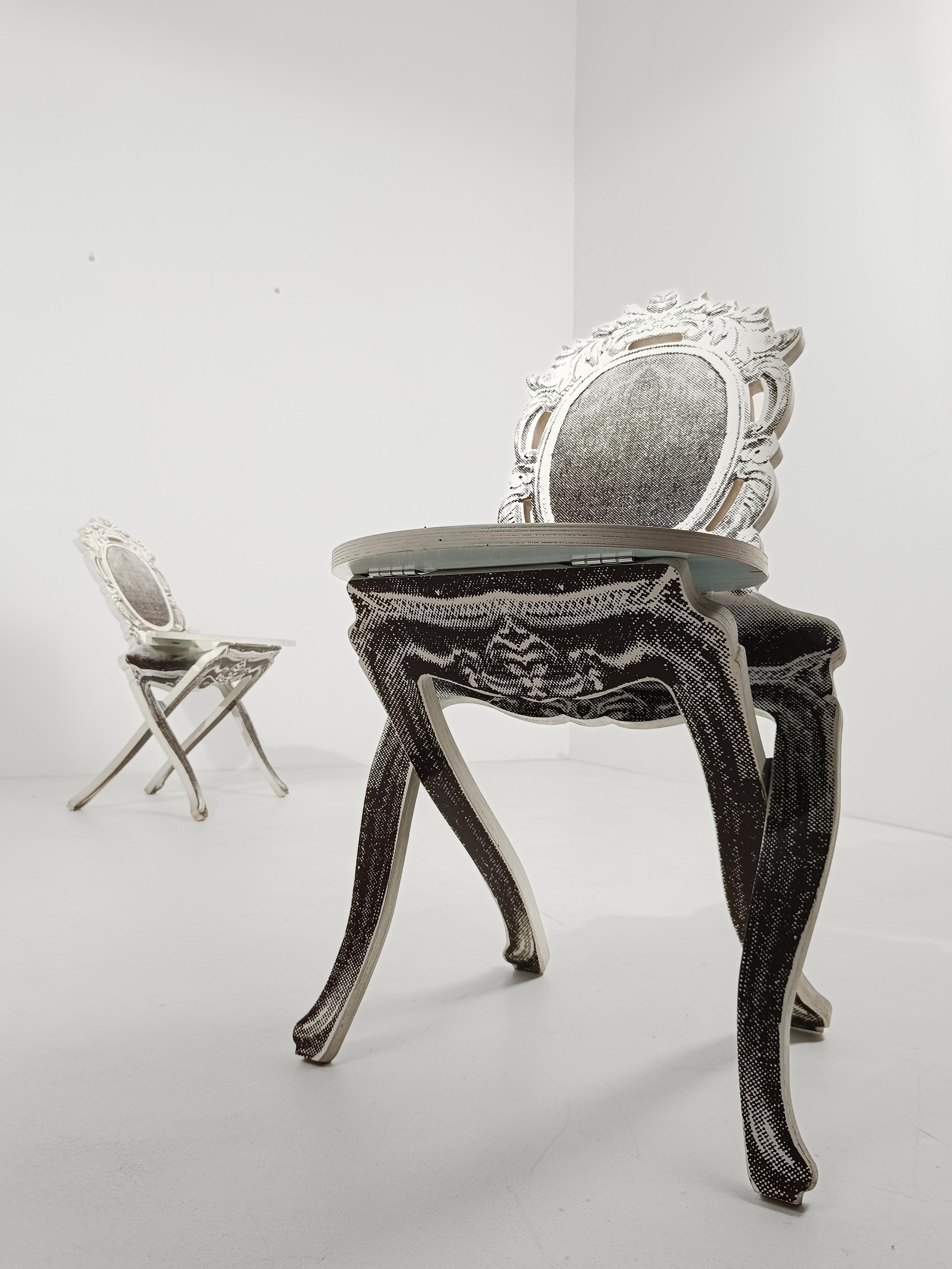 Plywood A Pair of Madame De Pompadour Folding Chairs By Vivian Van Schagen, Rococo Style For Sale