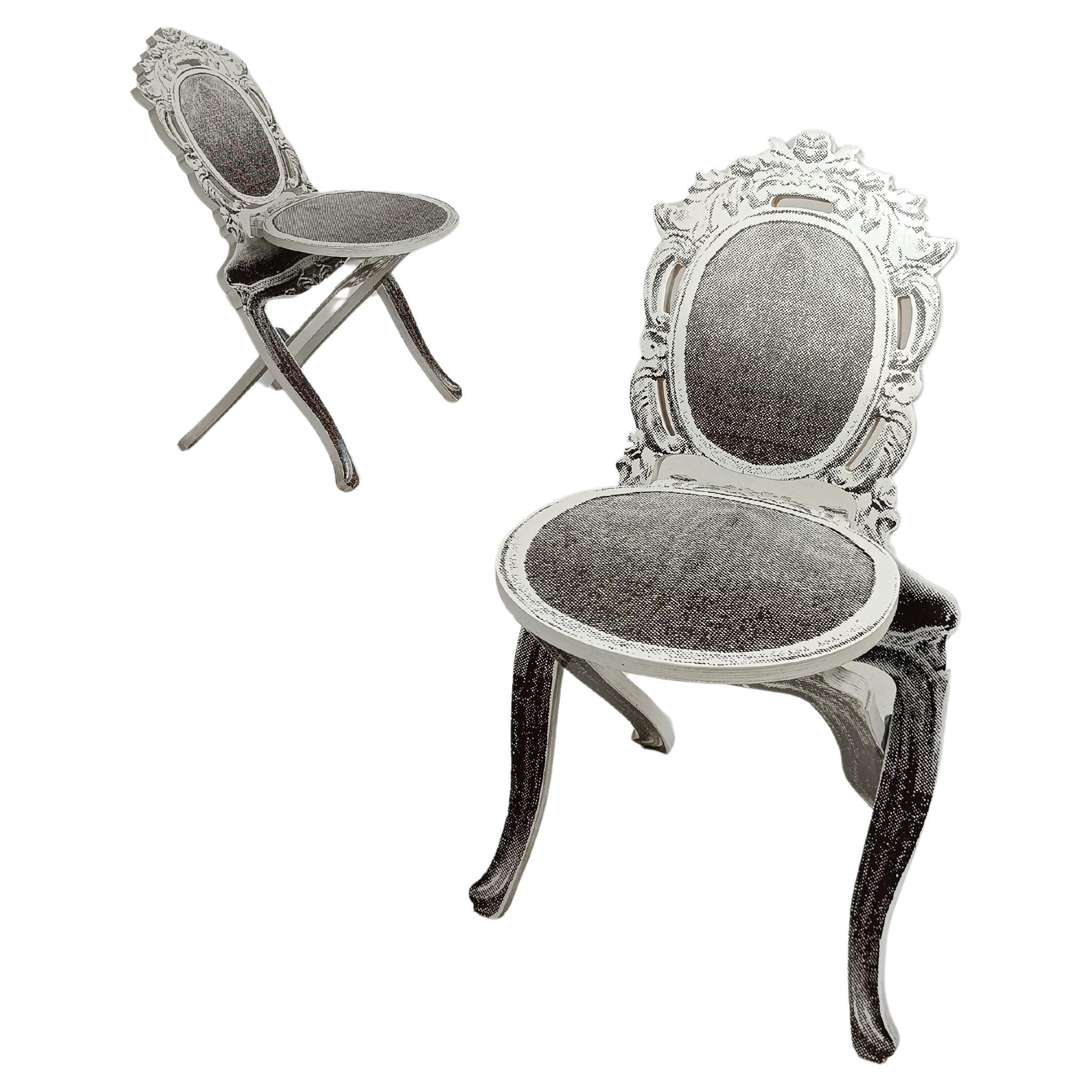 A Pair of Madame De Pompadour Folding Chairs By Vivian Van Schagen, Rococo Style For Sale