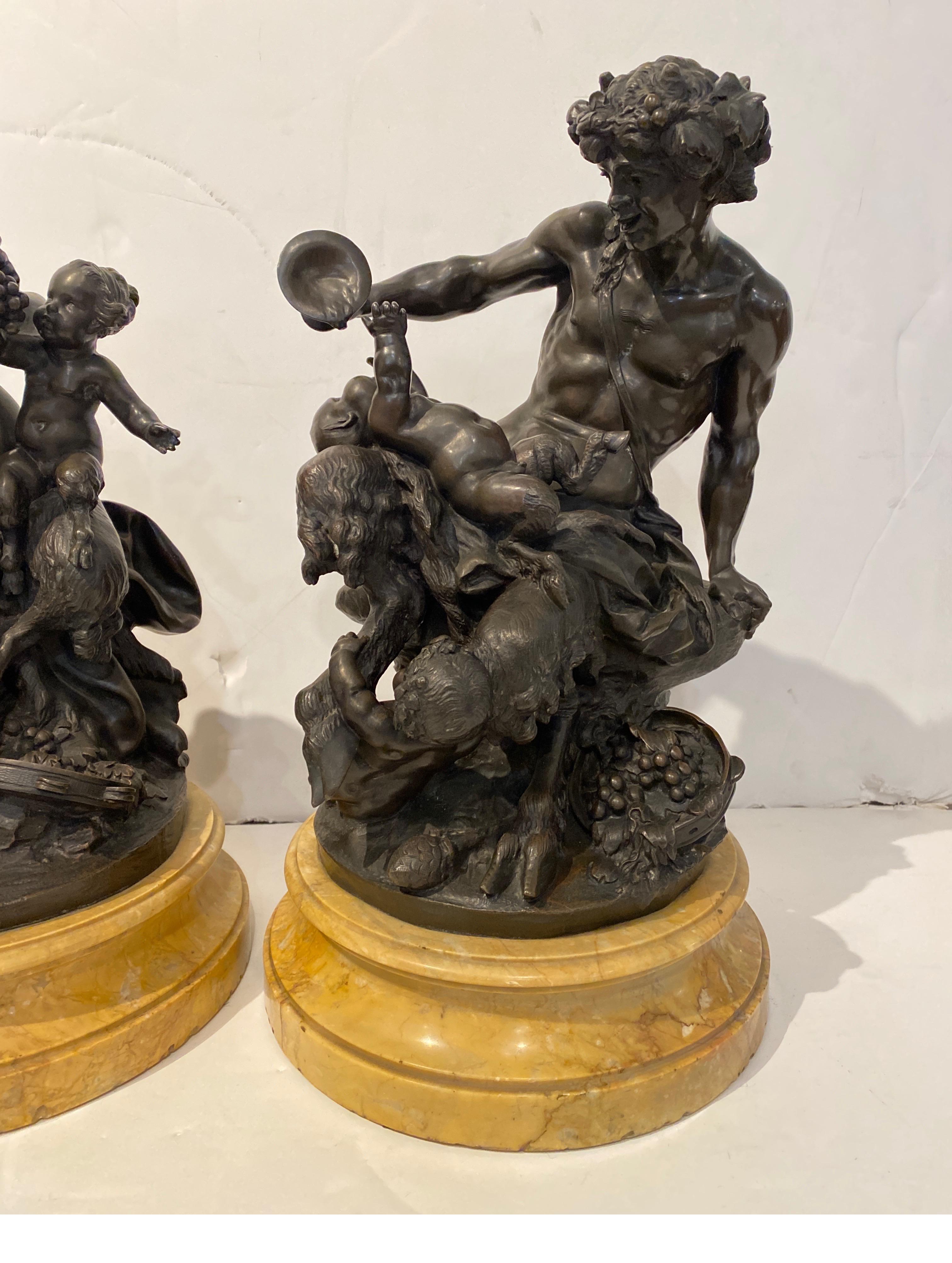 Grand Tour Pair of Magnificent Patinated Bronze Sculptures After Clodian For Sale