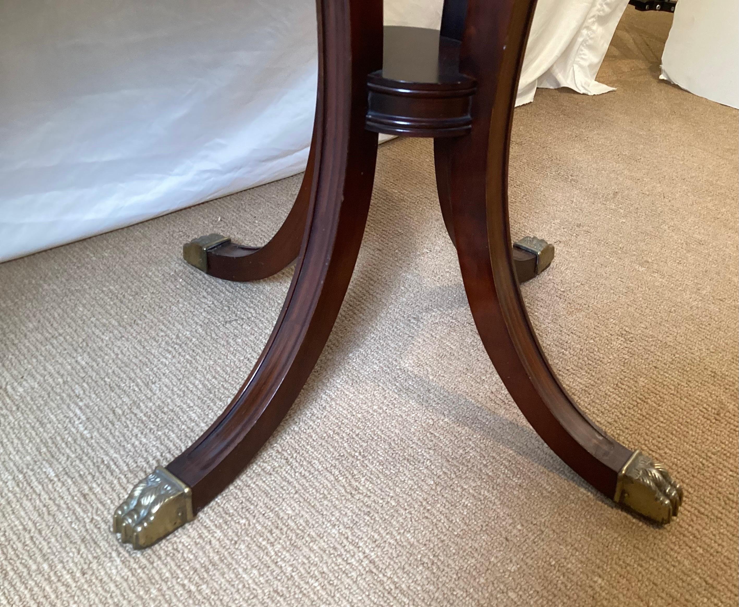 Pair of Mahogany and Leather Duncan Phyfe End Tables 1