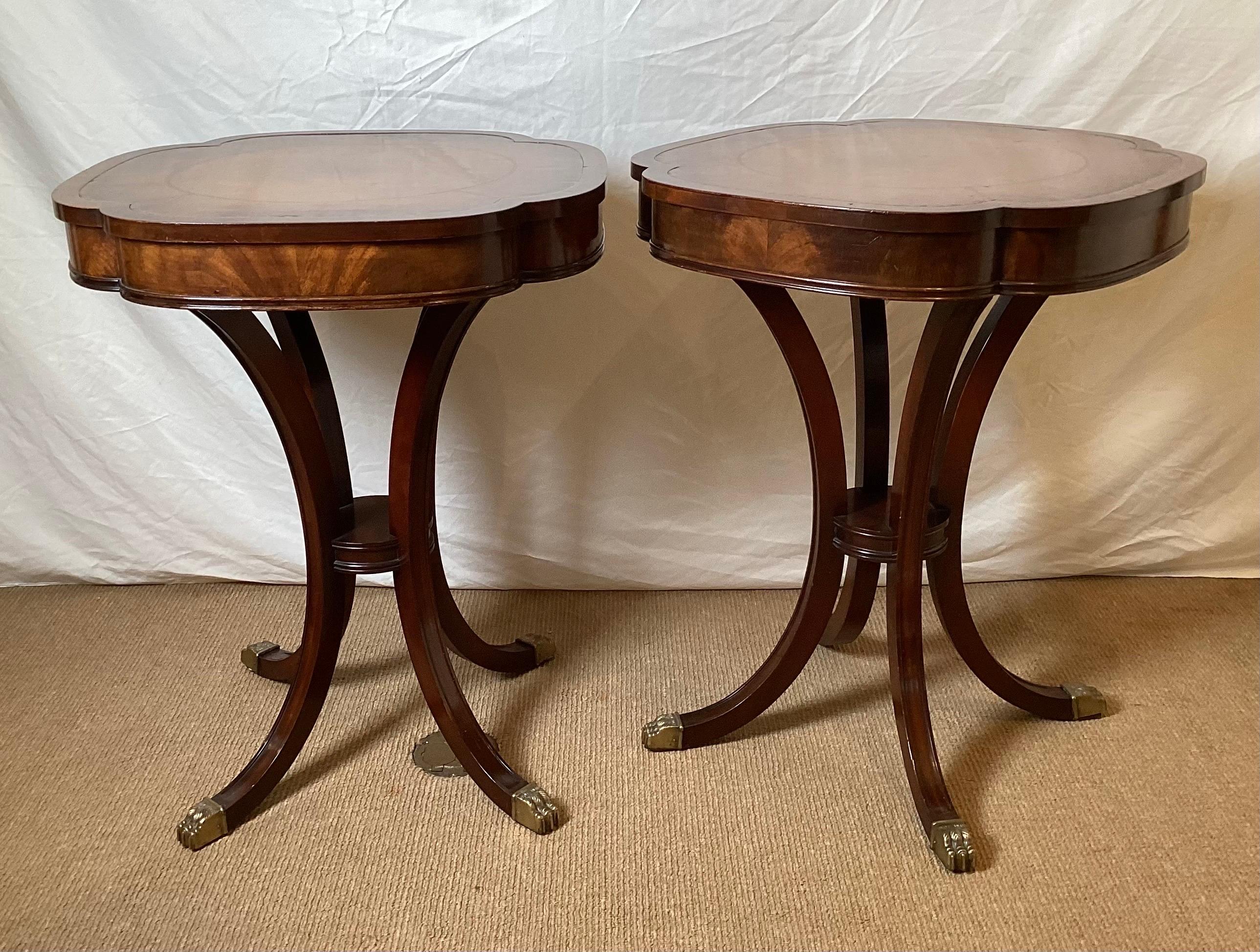 Pair of Mahogany and Leather Duncan Phyfe End Tables 2