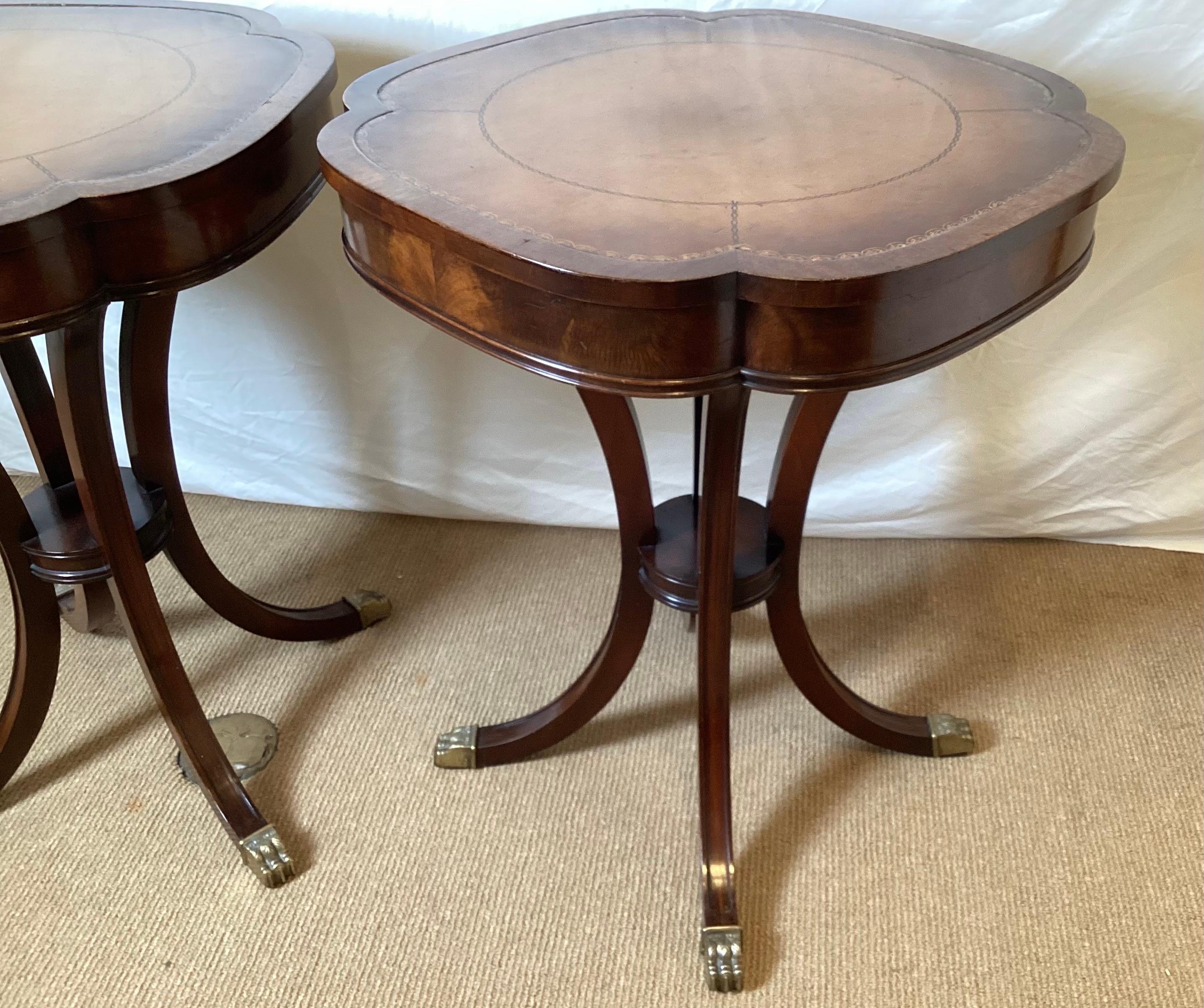 Pair of Mahogany and Leather Duncan Phyfe End Tables 3