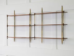 Pair of Mahogany & Brass Hanging Shelves