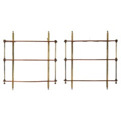 Pair of Mahogany & Brass Hanging Shelves