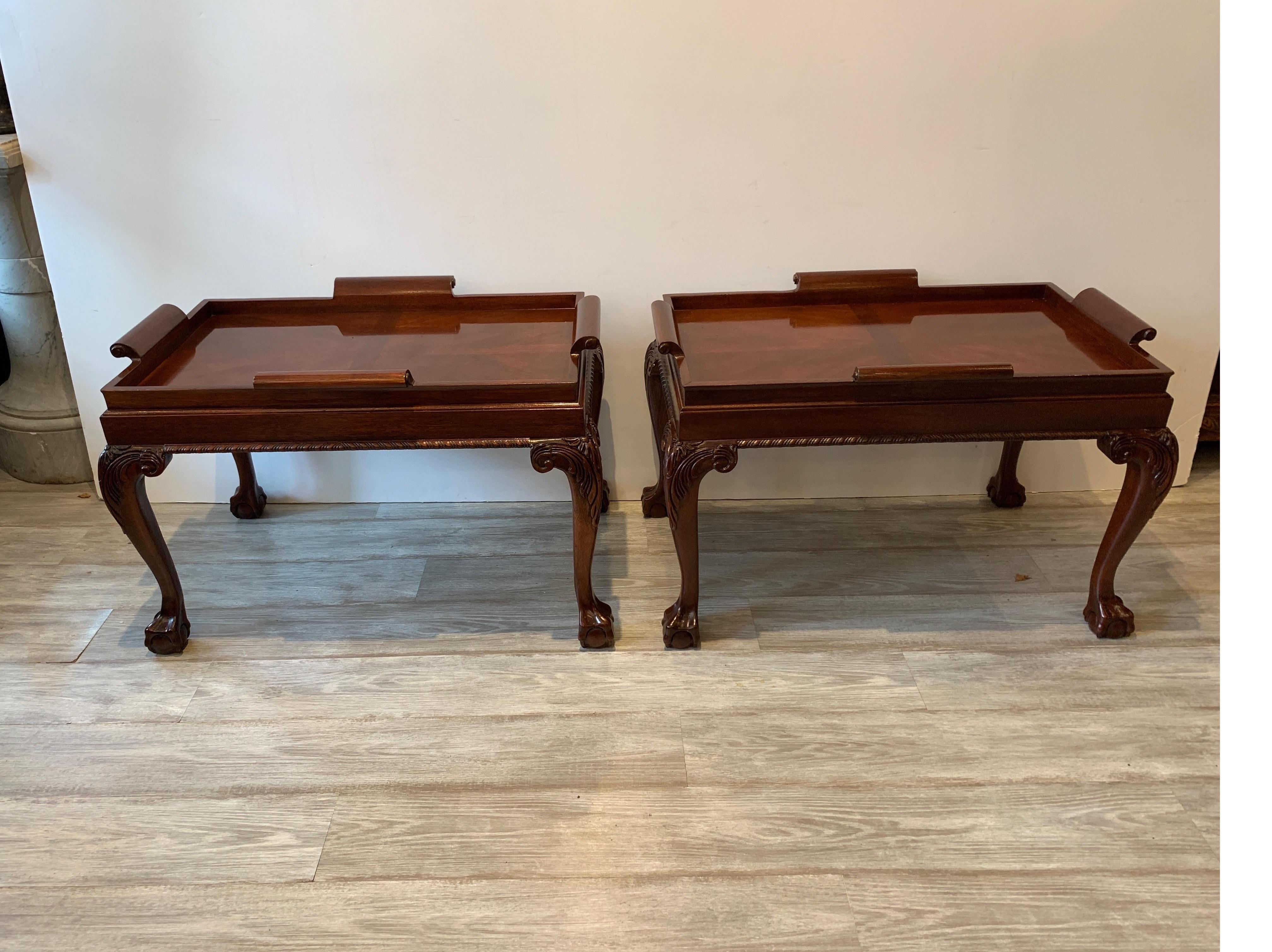Pair of Mahogany Chippendale Style Diminutive Coffee Tables 11