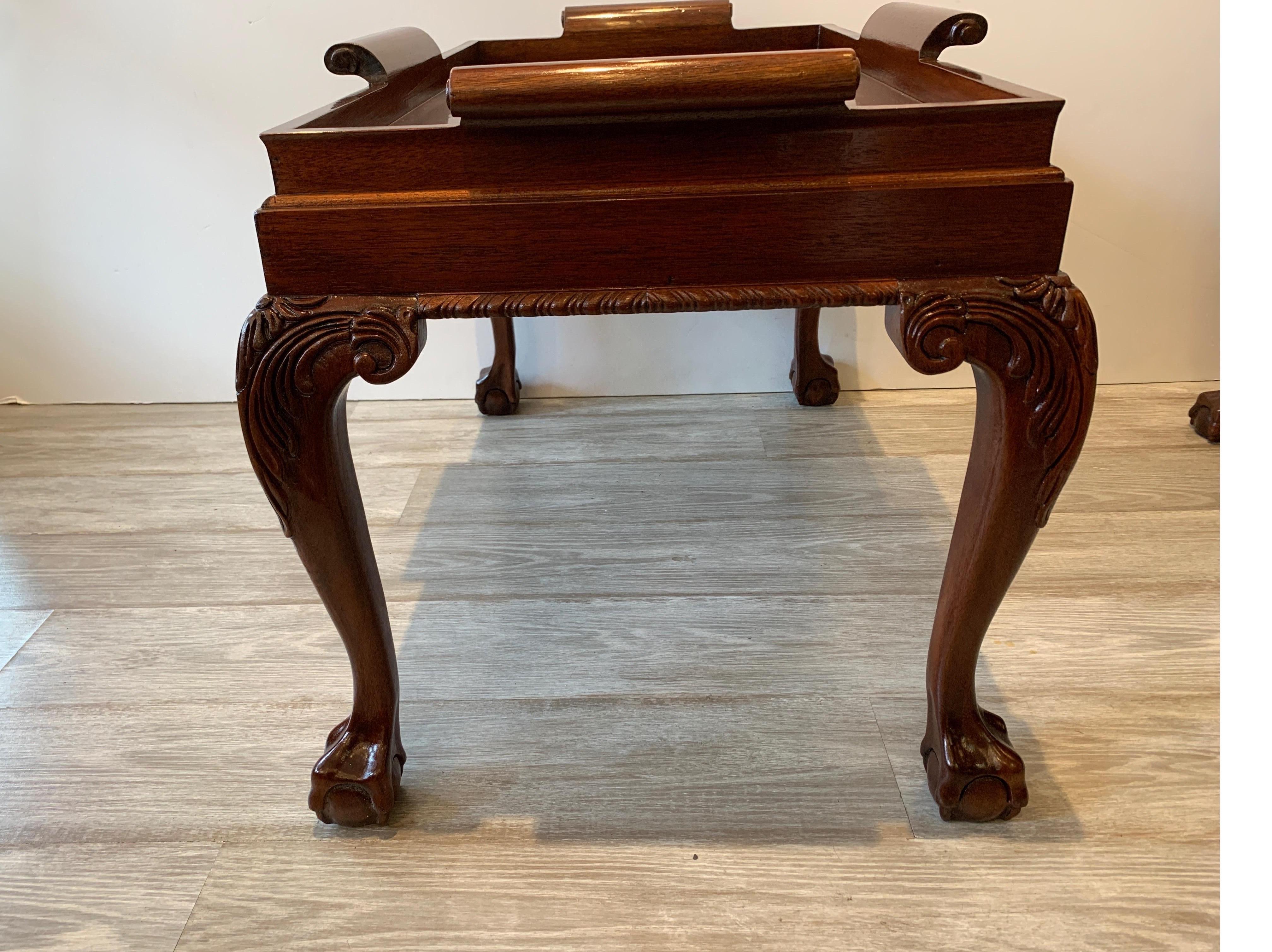 20th Century Pair of Mahogany Chippendale Style Diminutive Coffee Tables