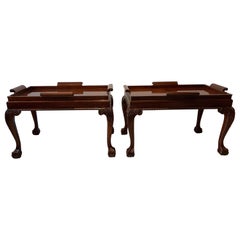 Vintage Pair of Mahogany Chippendale Style Diminutive Coffee Tables