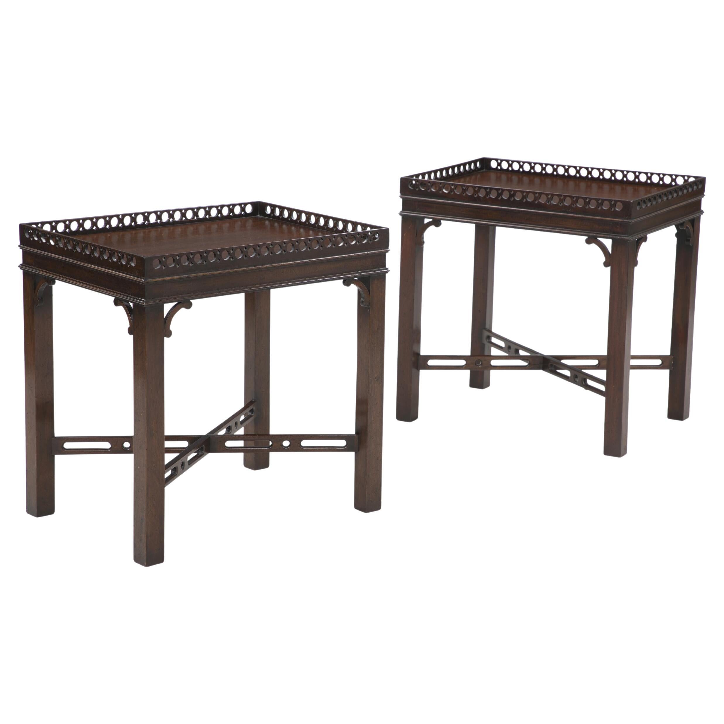 Pair of Mahogany English Side Tables For Sale