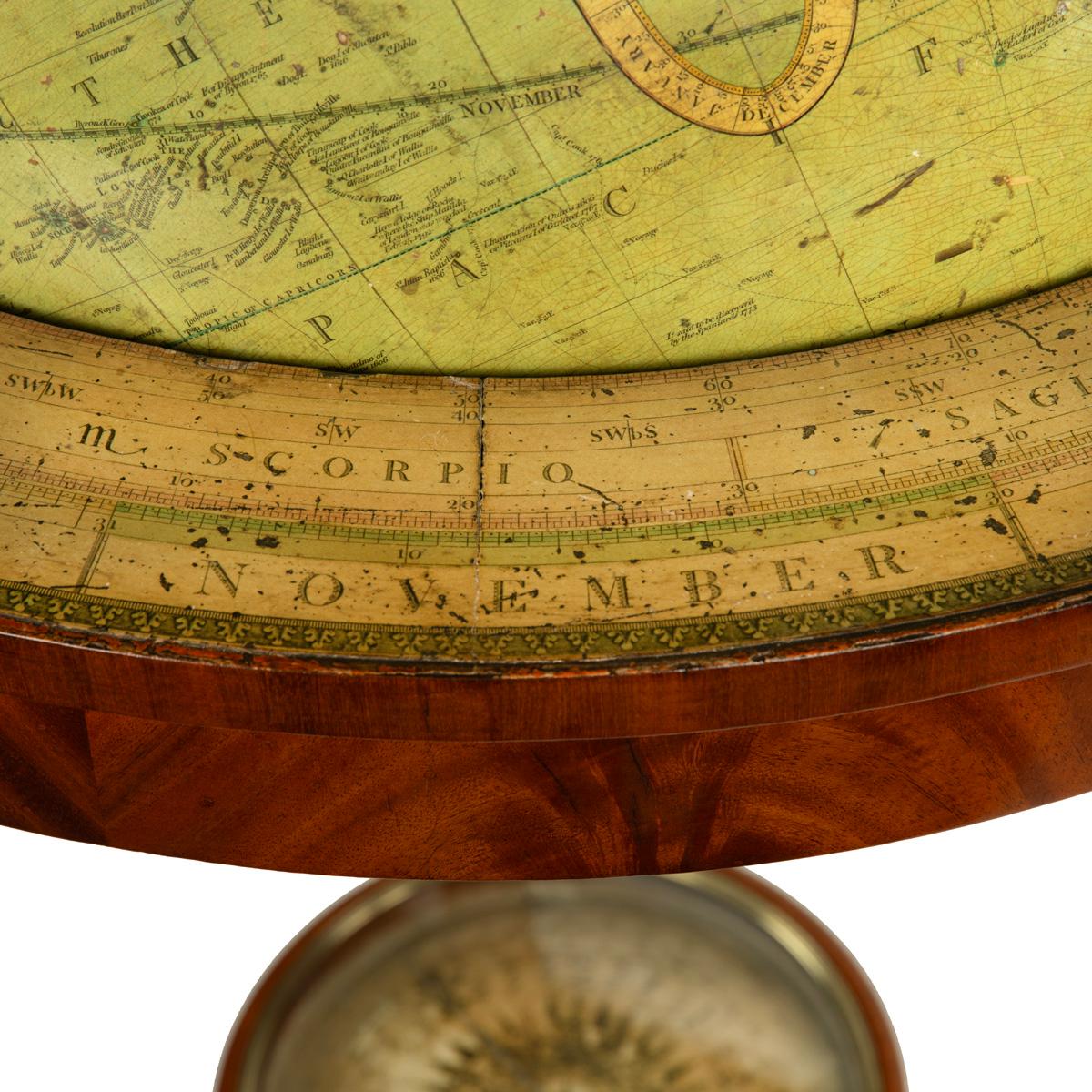 Mahogany A pair of mahogany Regency 21-inch globes by J&W Cary dated 1799 and 1819 For Sale