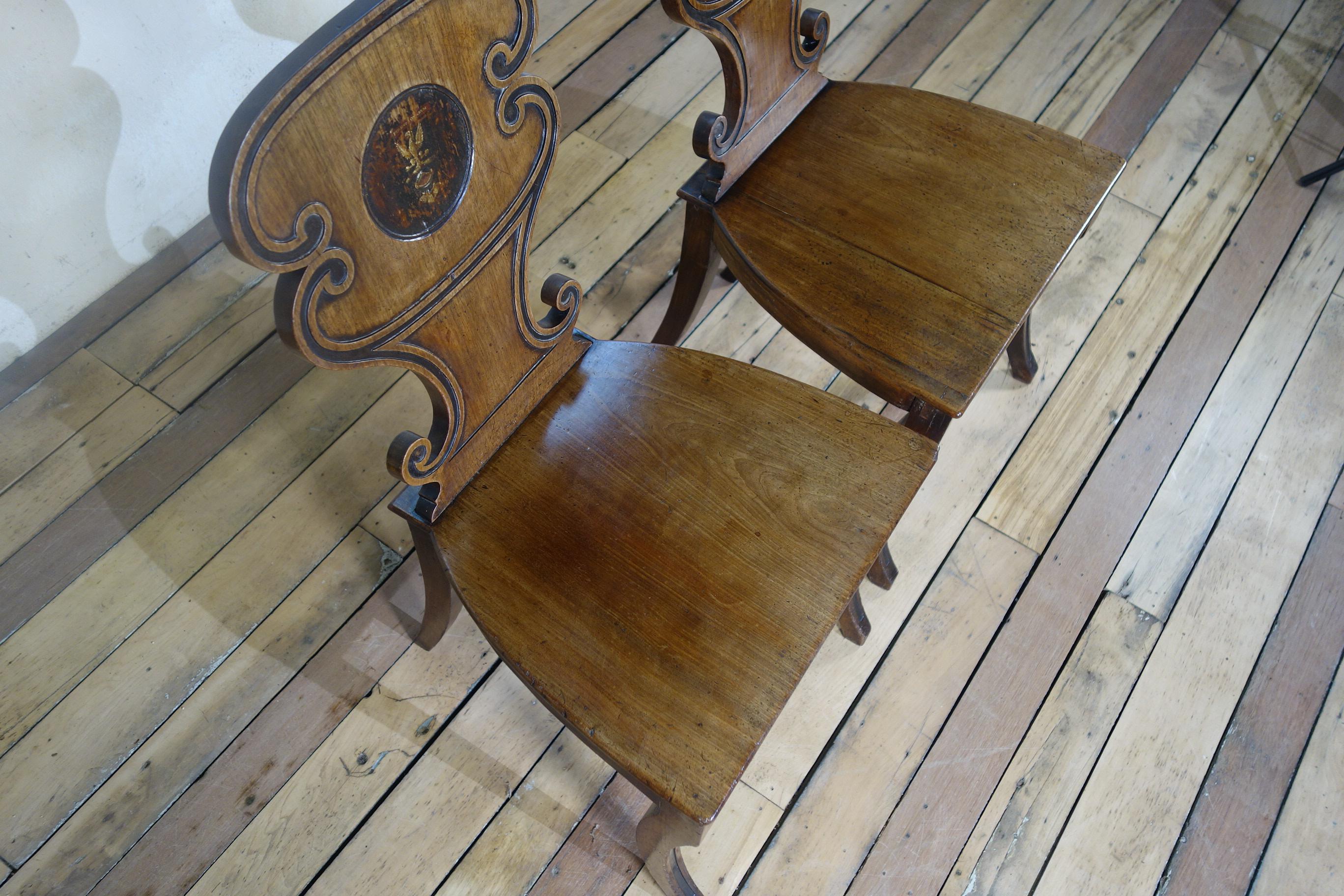 Pair of Mahogany Regency Hall Chairs 7