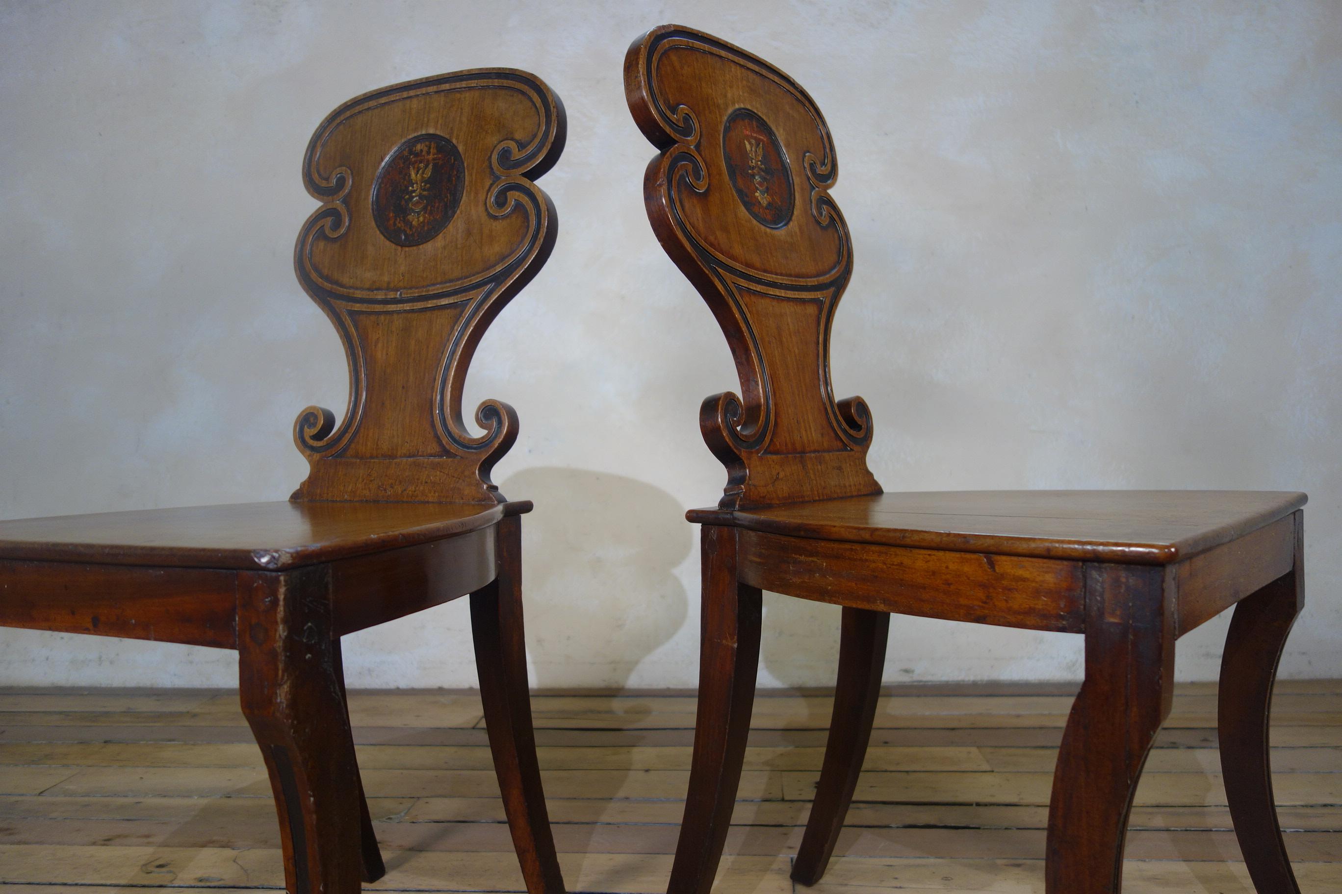 Pair of Mahogany Regency Hall Chairs 10