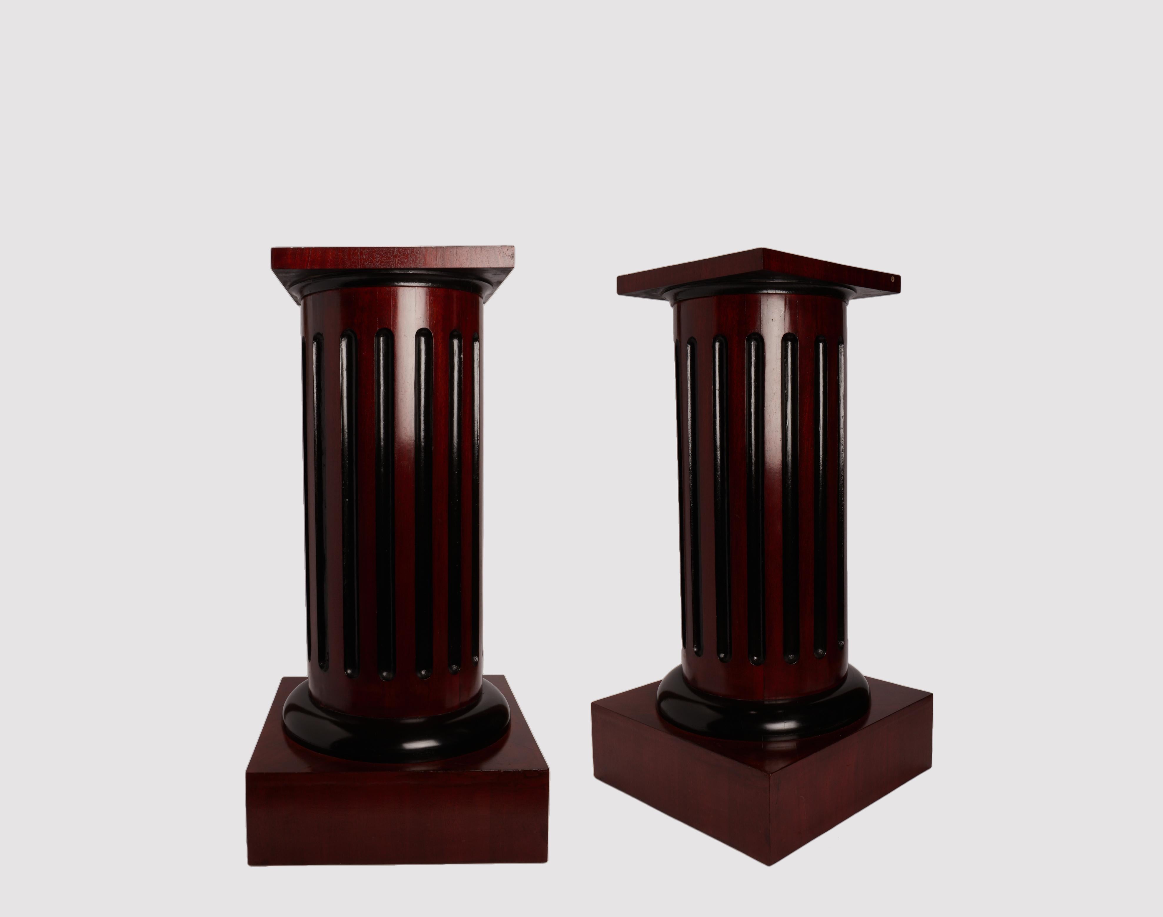 Russian A pair of mahogany veneer Biedermeier columns, Russia 1890.  For Sale