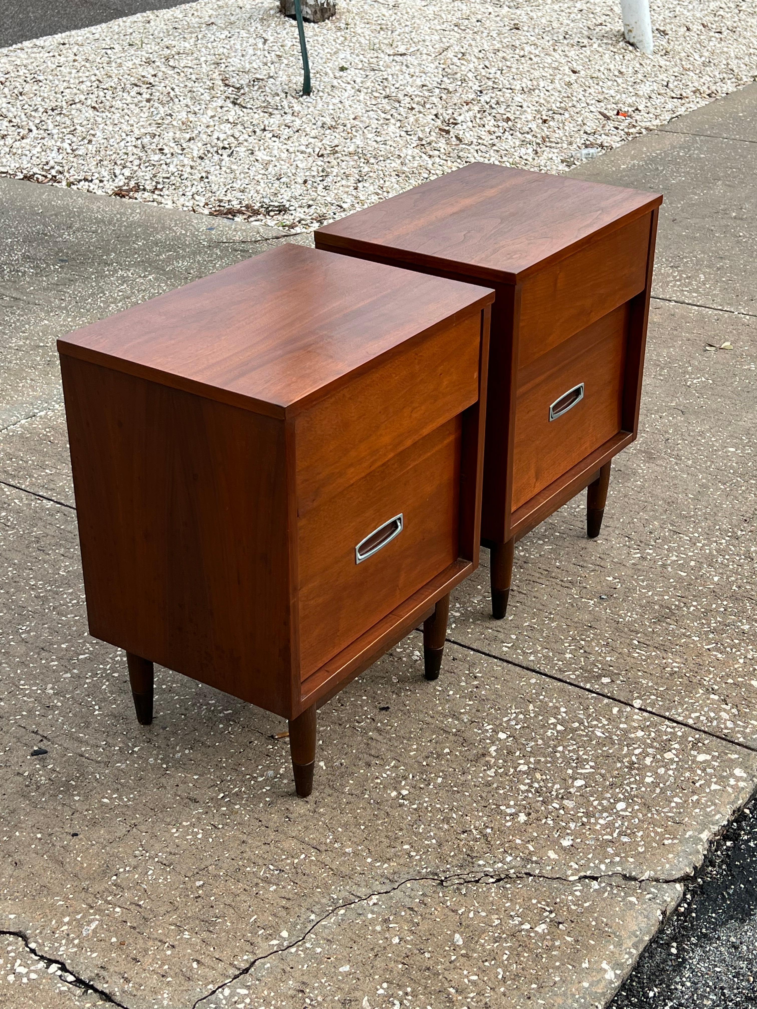 American A Pair of Mainline by Hooker Mid Century Night Stands ca' 1960's For Sale