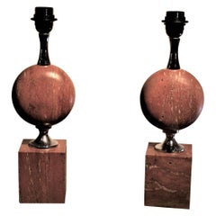 Pair of Maison Barbier Travetine Lamps
