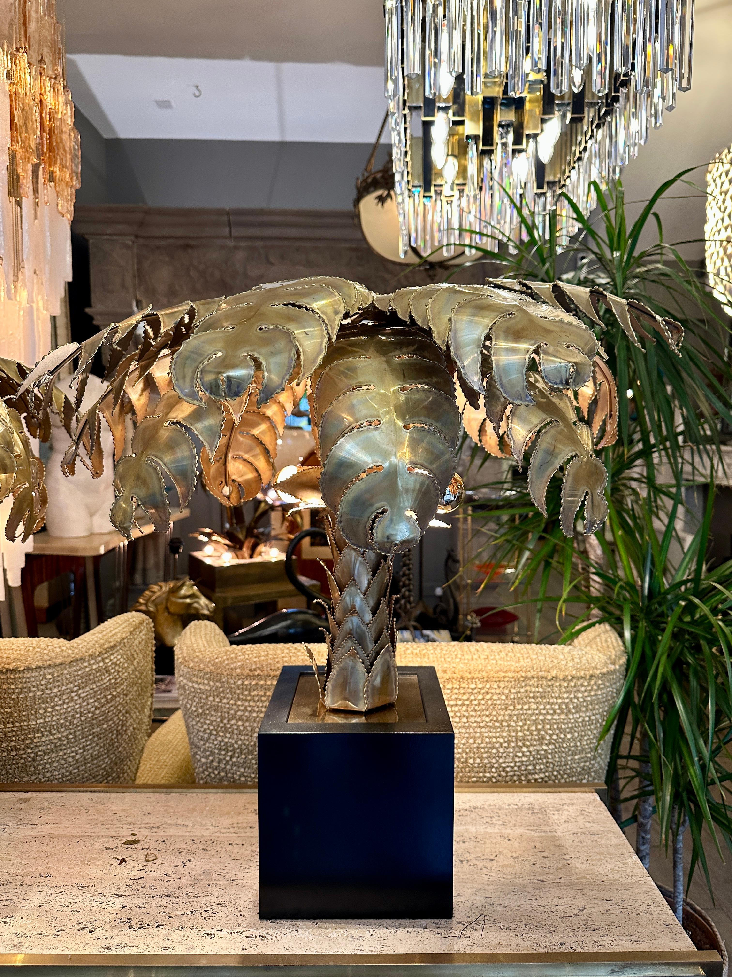 French A Pair Of Maison Jansen Palm Tree Table Lamps For Sale