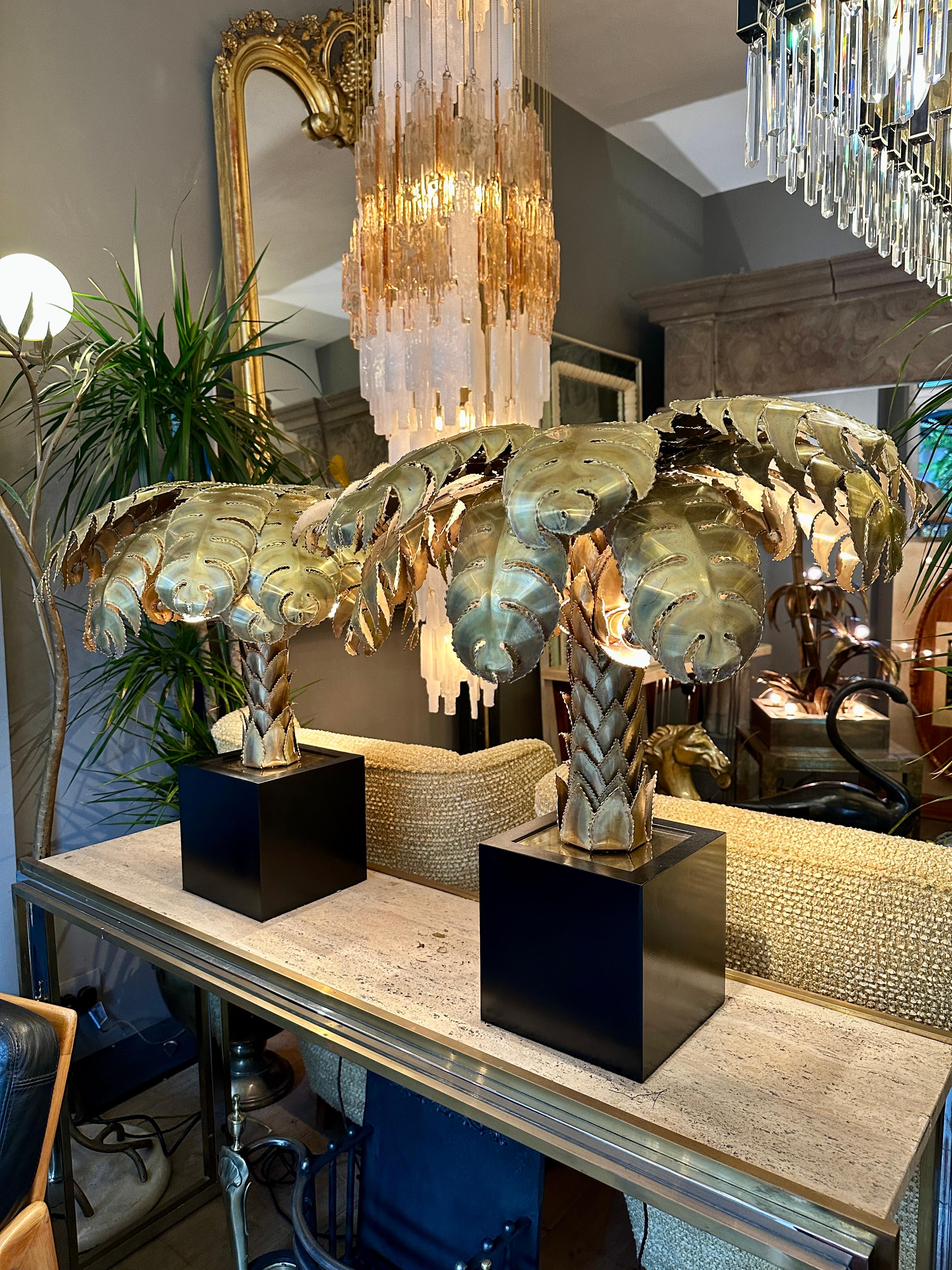 A Pair Of Maison Jansen Palm Tree Table Lamps In Excellent Condition For Sale In London, GB