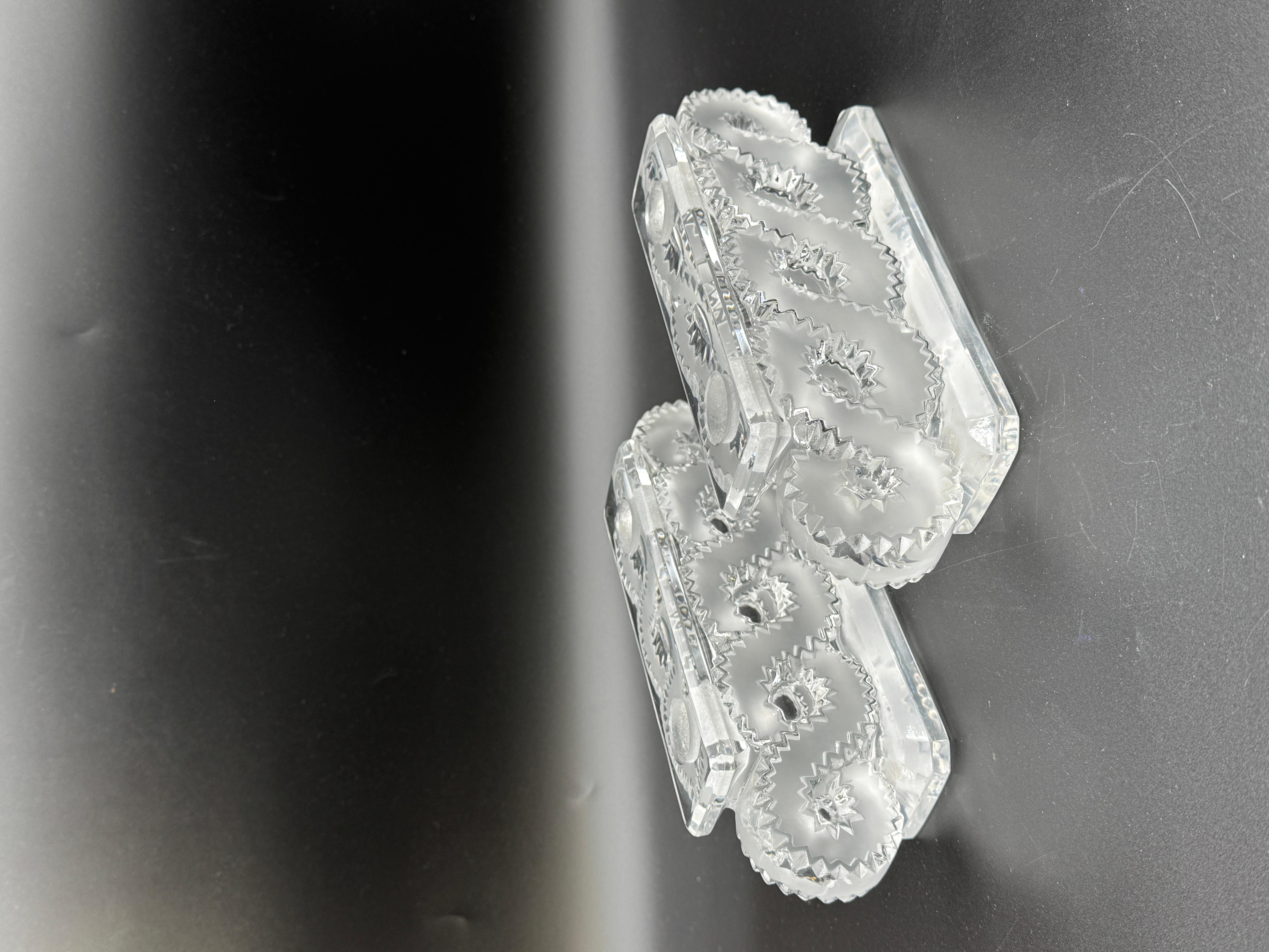 Cristal Paire de chandeliers Auriac de la Maison Lalique 1940tys en vente