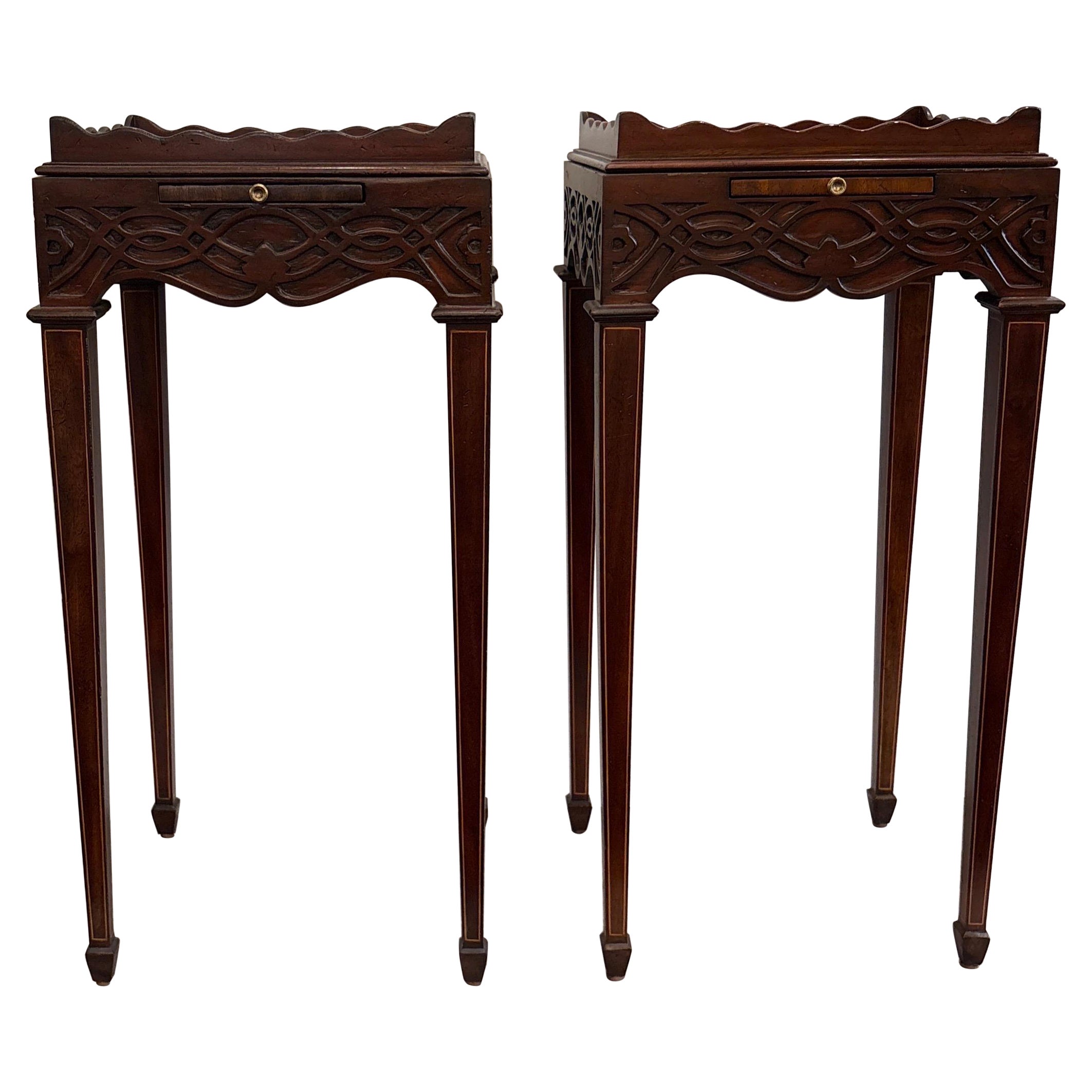A Pair of Maitland Smith Mahogany Kettle Stand Tables