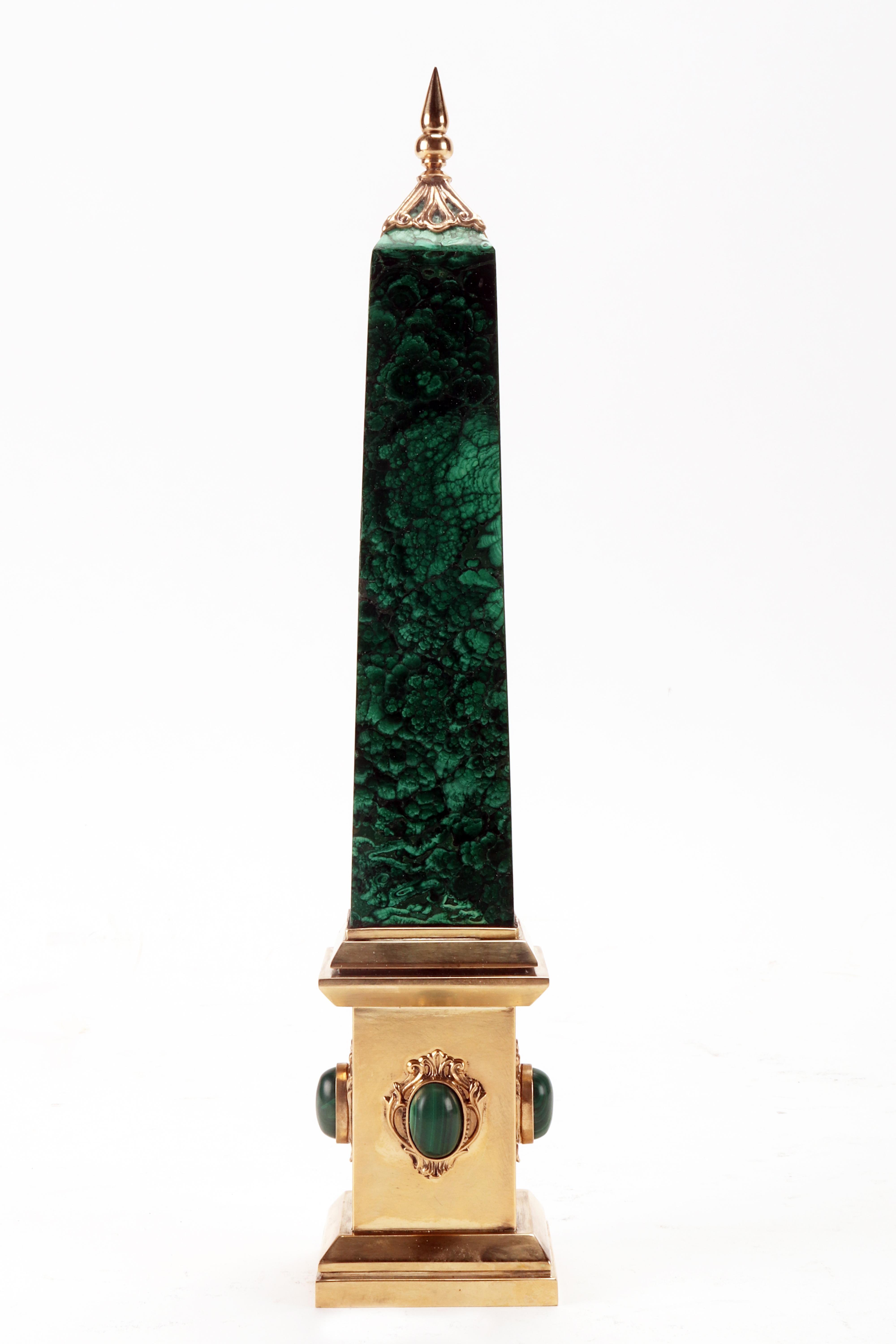 Pair of Malachite Grand Tour Obelisks, Italy Second Half of 19th Century For Sale 1