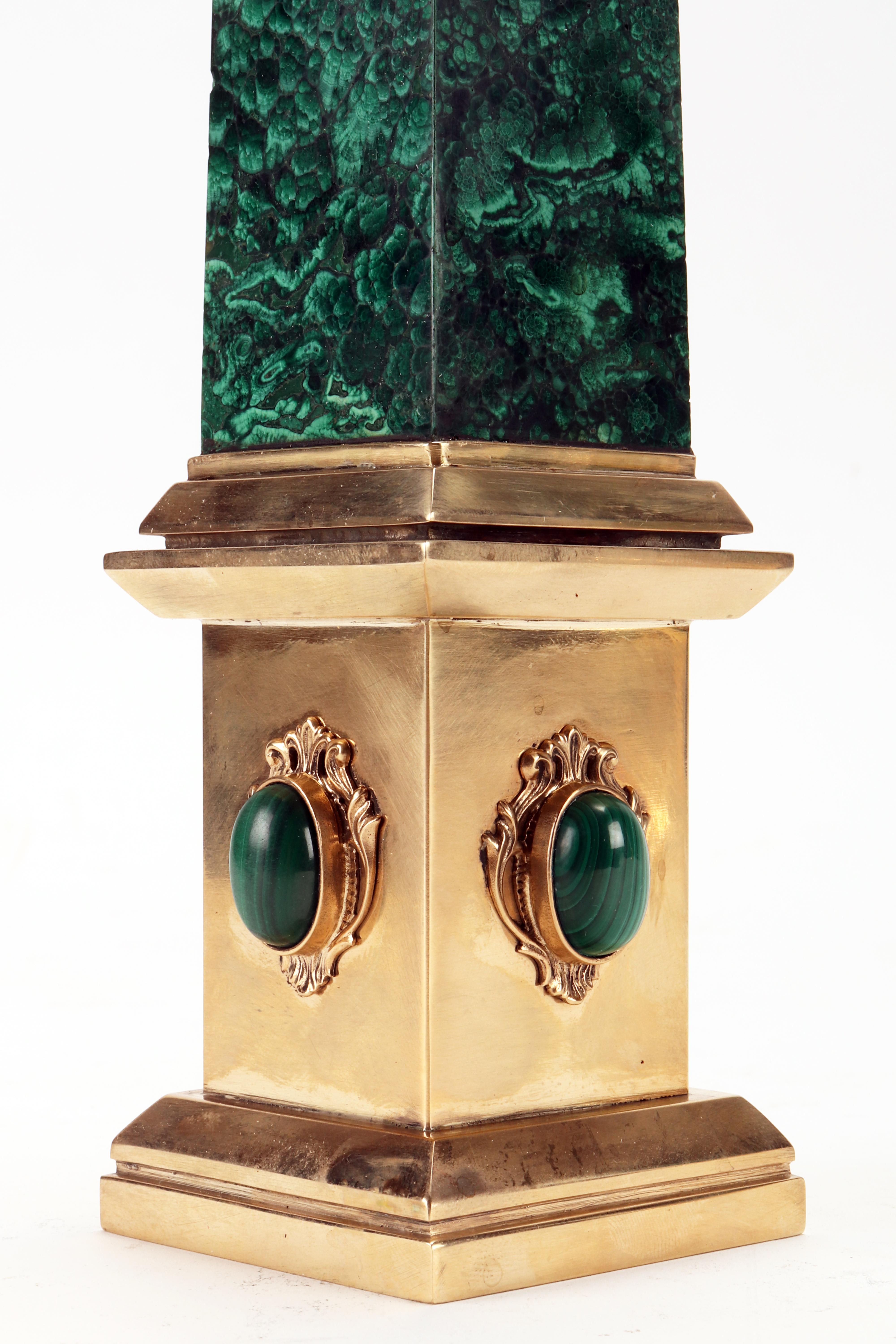 Pair of Malachite Grand Tour Obelisks, Italy Second Half of 19th Century For Sale 4