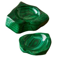 A Pair of Malachite Sculptural Bowls