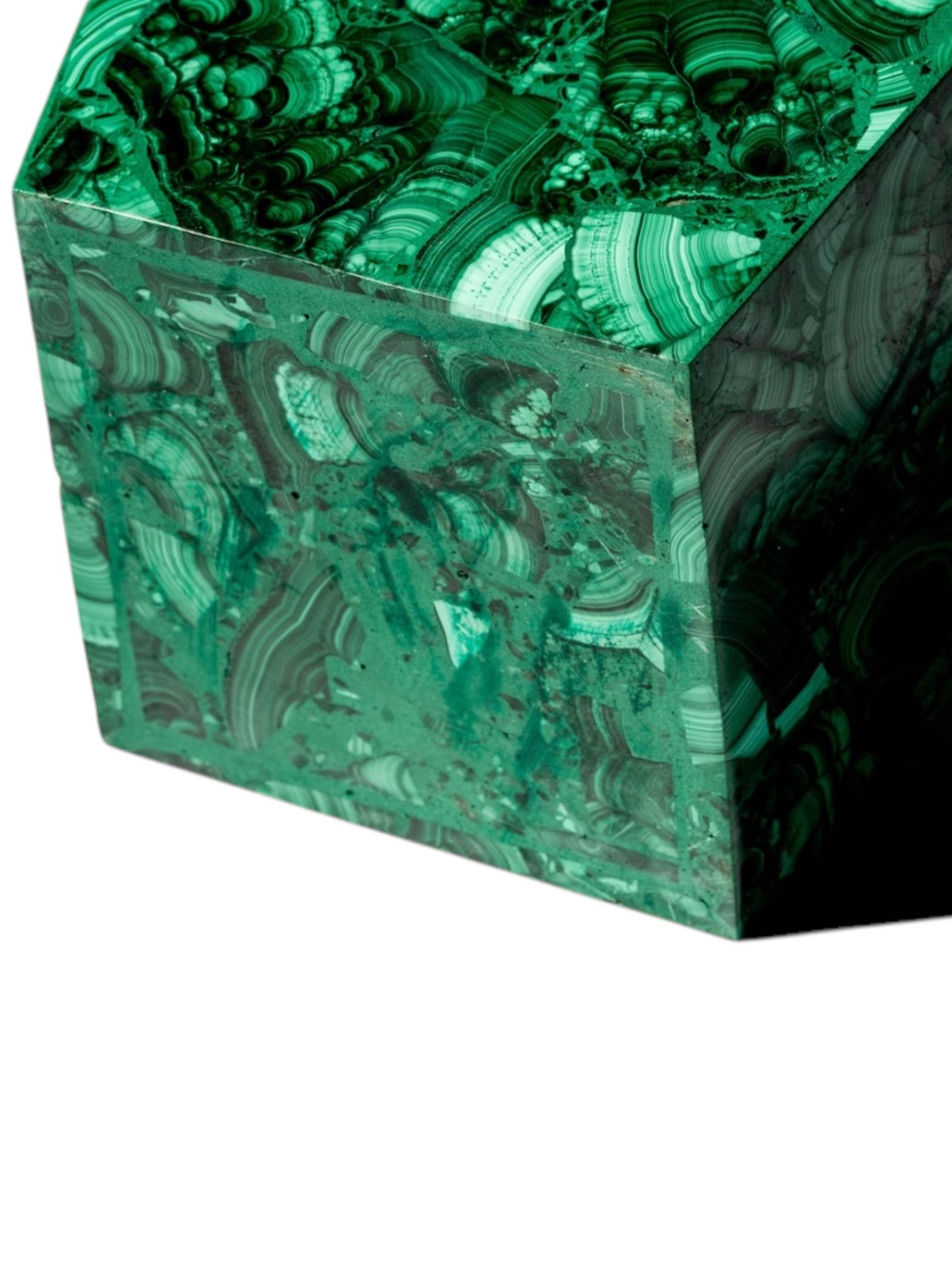 French Malachite Square Planter For Sale