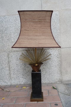Pair of Marble and Brass Midcentury Spanish Table Lamps, 1960