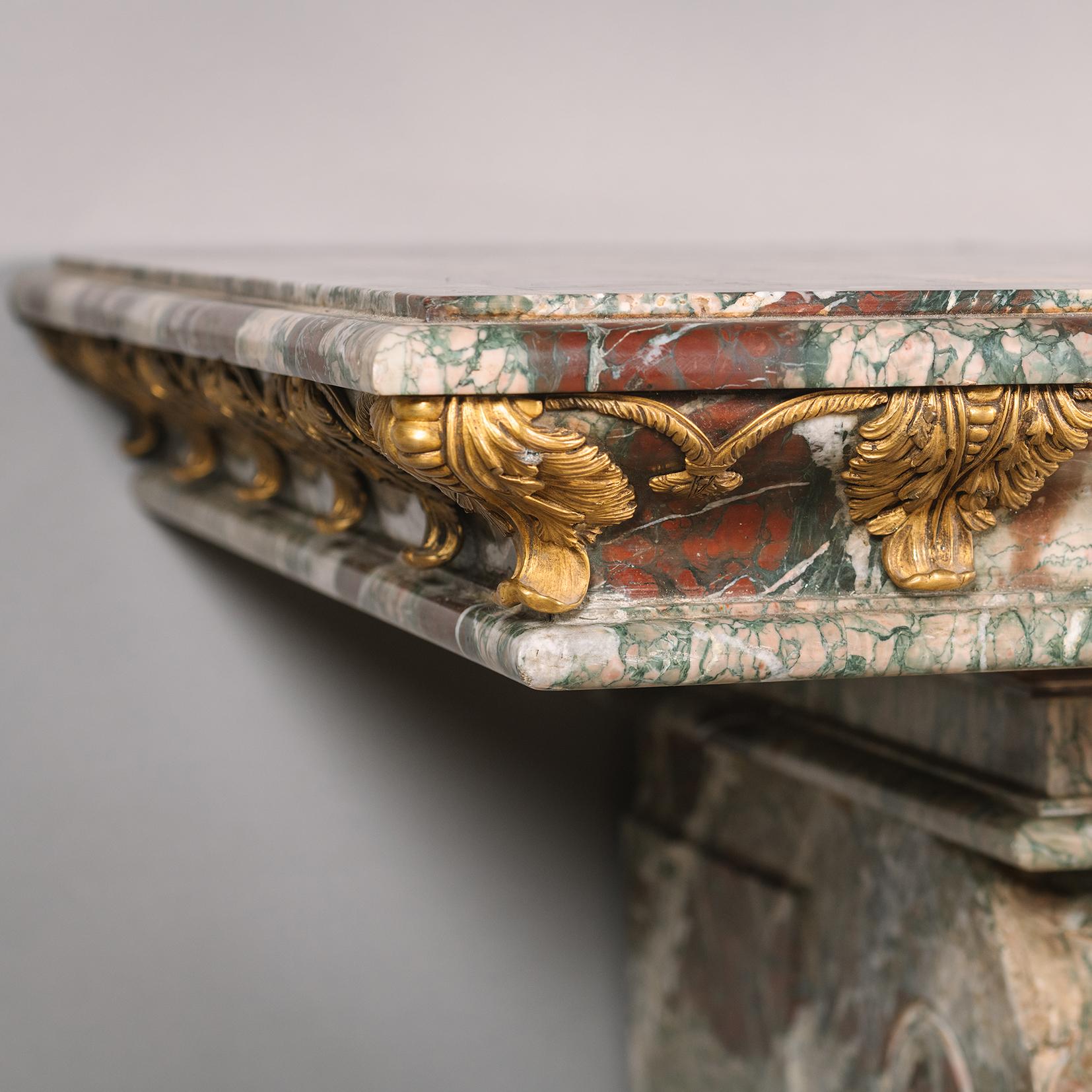 A Pair Of Marble Consoles, With Specimen Marble Tops For Sale 5