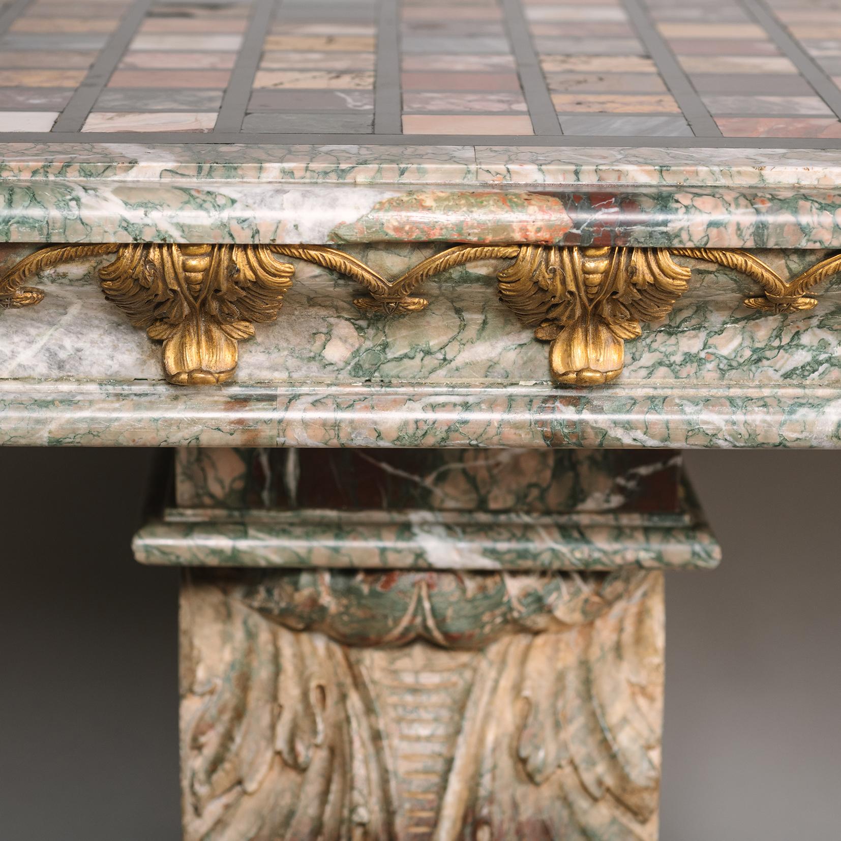 A Pair Of Marble Consoles, With Specimen Marble Tops For Sale 1