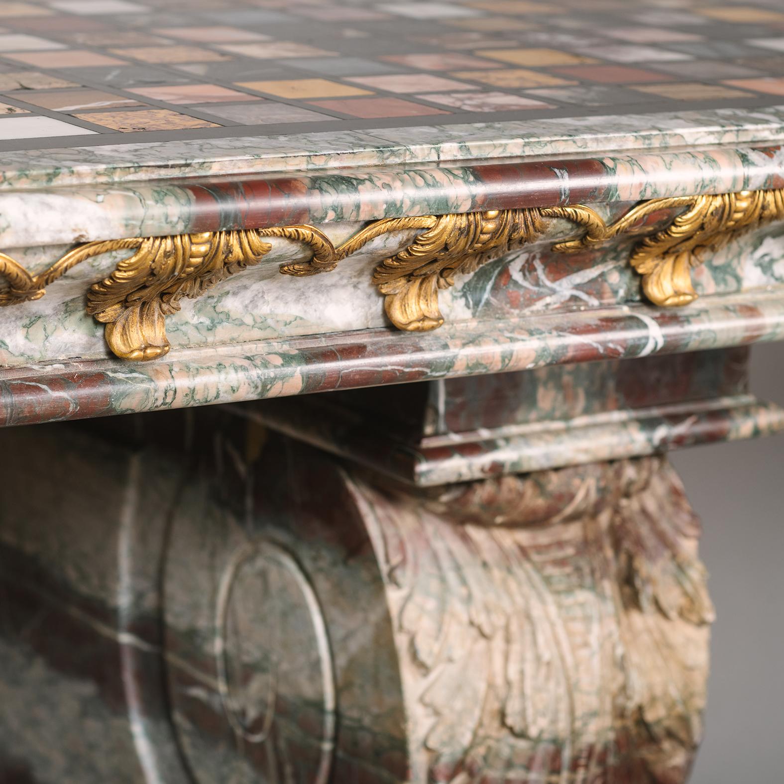 A Pair Of Marble Consoles, With Specimen Marble Tops For Sale 2