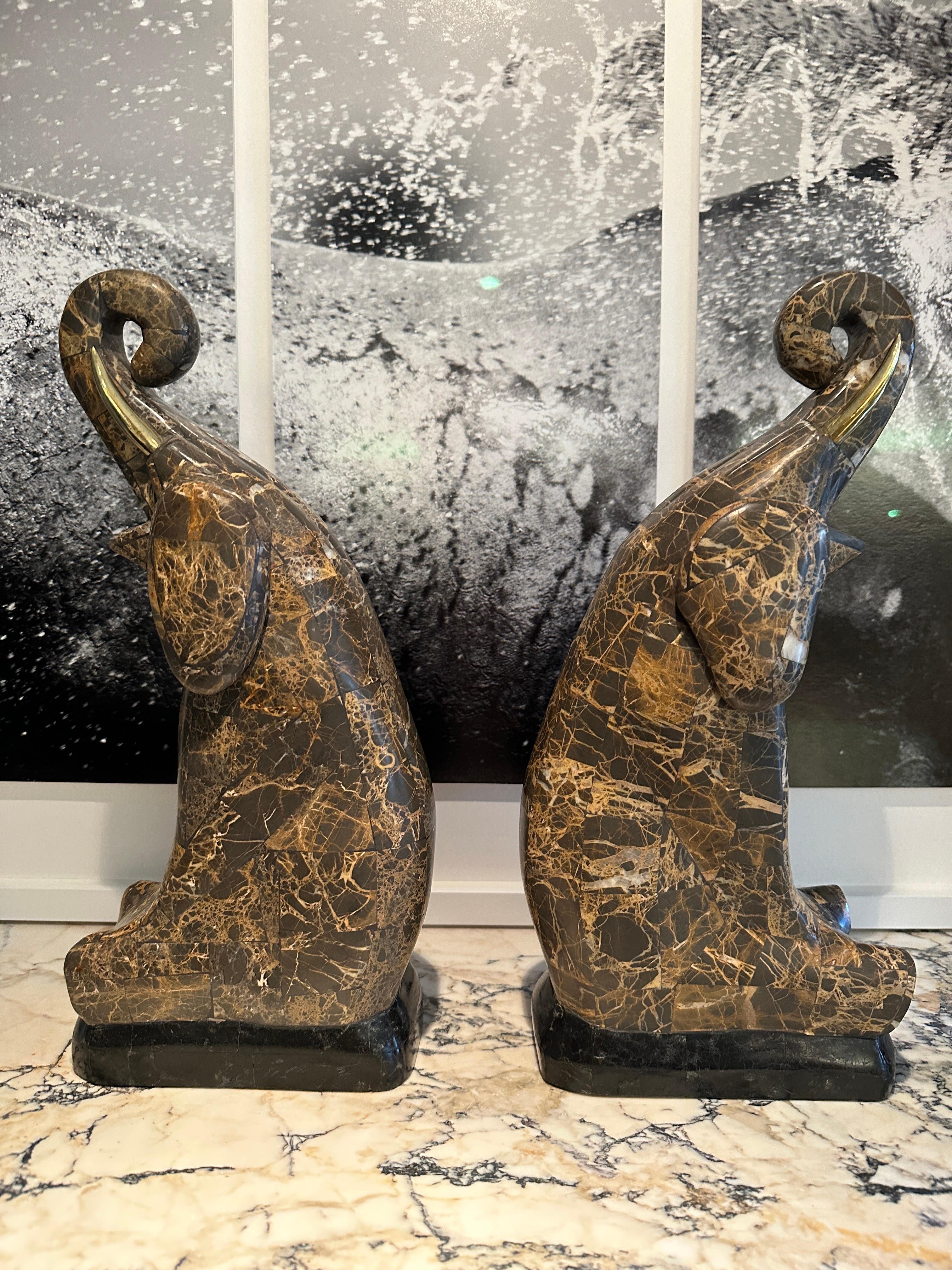 A Pair Of Marble Elephants By Maitland Smith  For Sale 1
