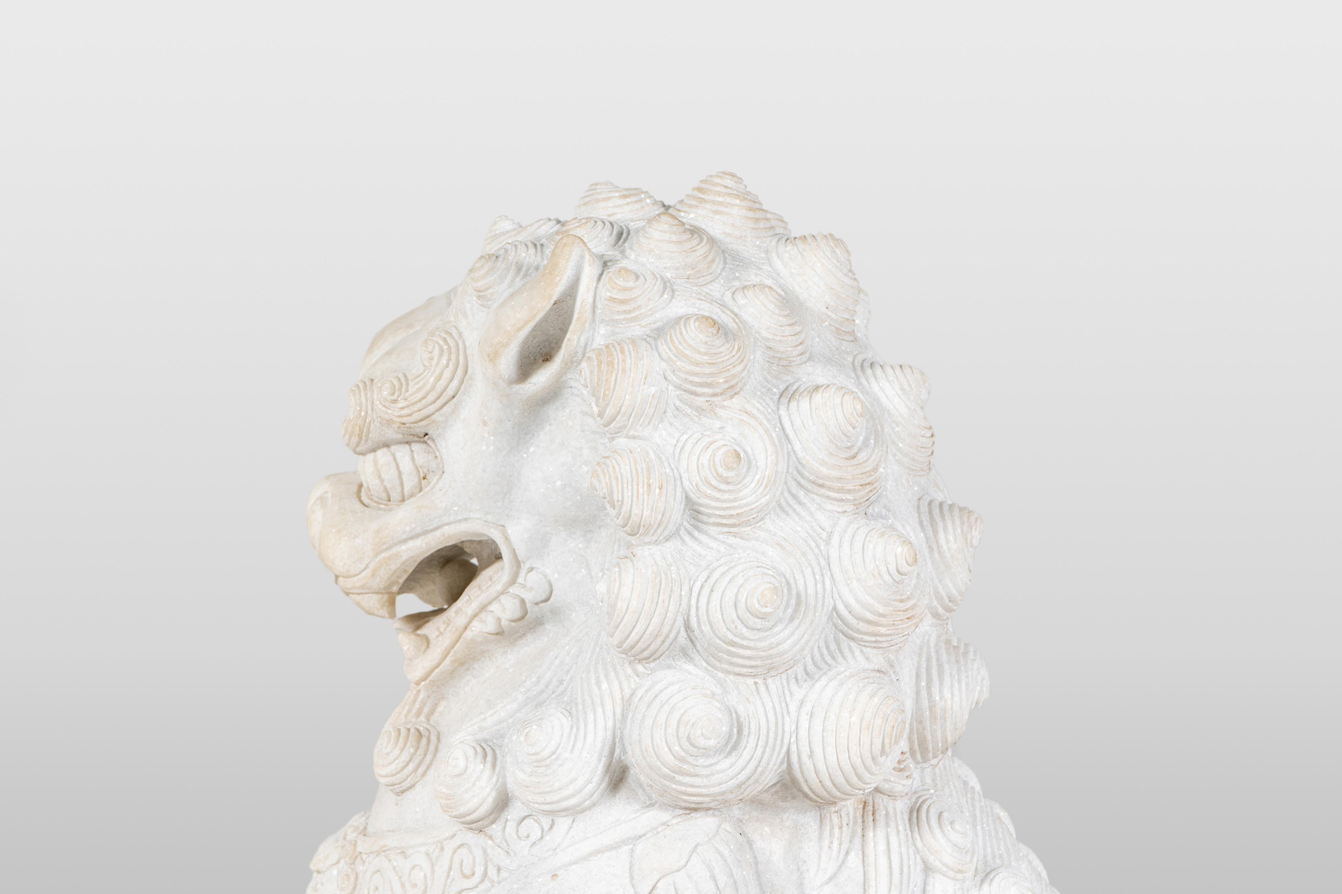 A Pair of Marble Foo Lions 5