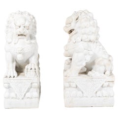 A Pair of Marble Foo Lions