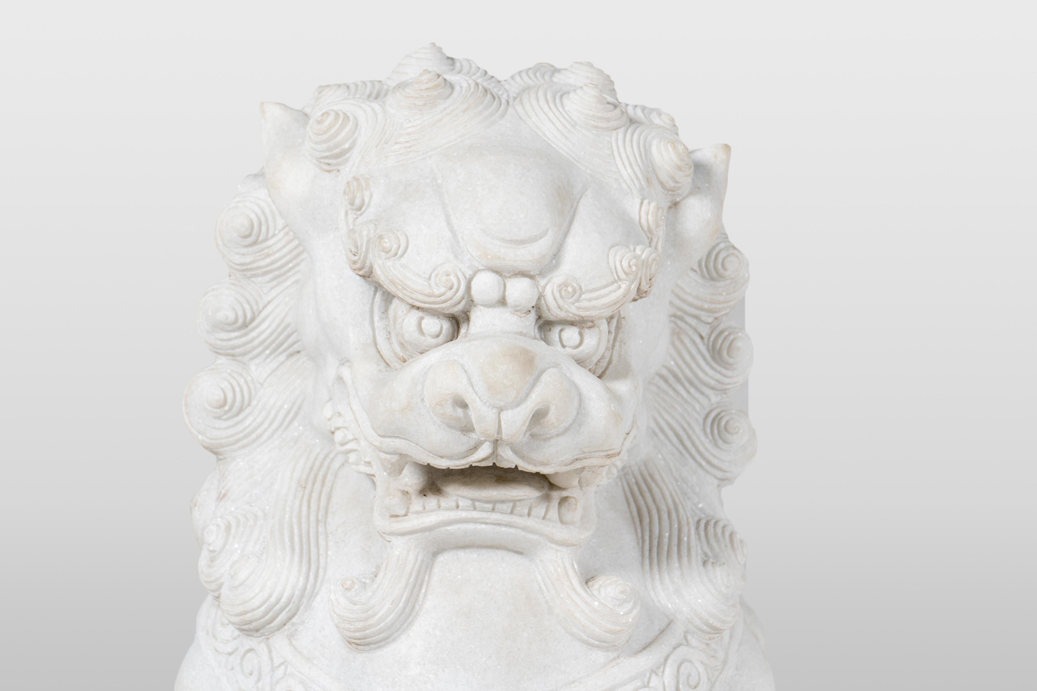 A Pair of Marble Foo Lions 1