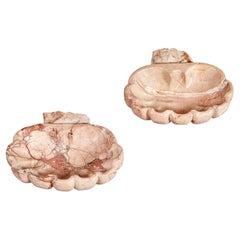 Pair of Marble Scallop Shell Basins