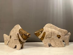 A Pair of Marble Tropical Fish By Maitland Smith